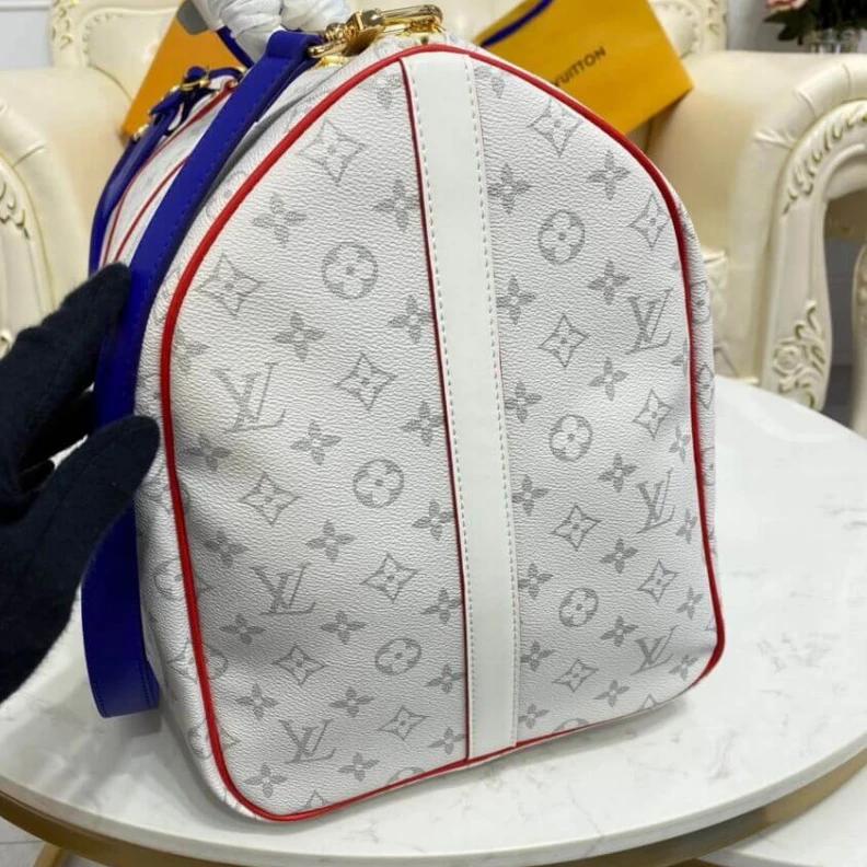 Replica bags Inside zi Louis Vuitton x NBA Monogram Canvas Basketball Keepall 55 Bag Antarctica