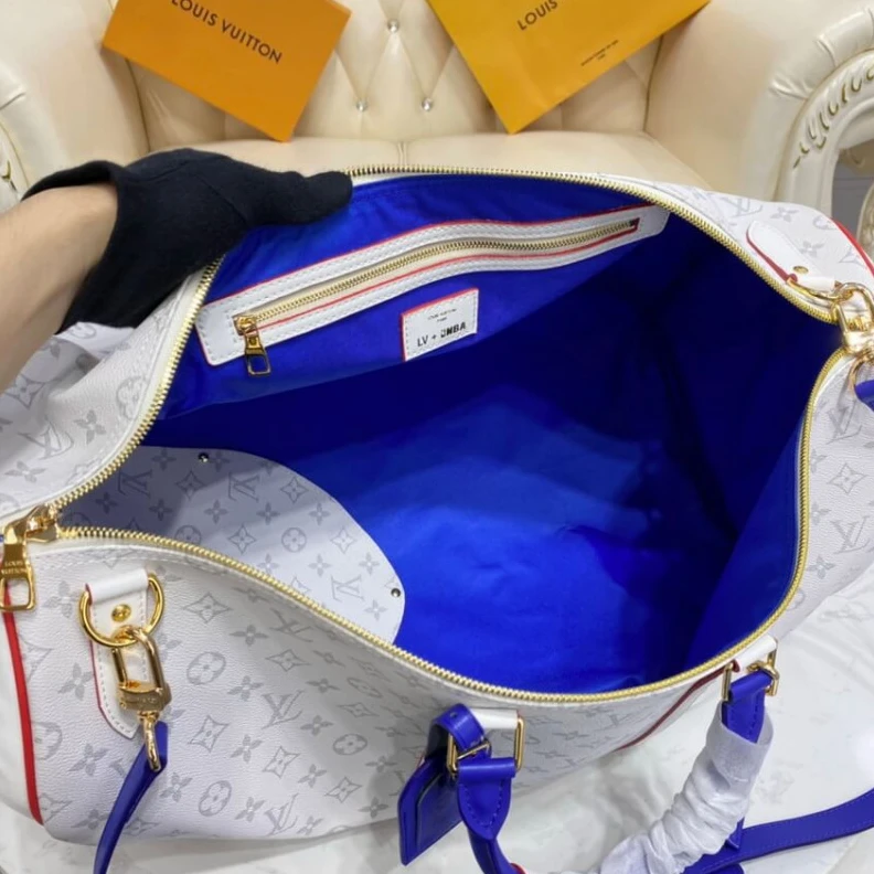 Replica bags Inside zi Louis Vuitton x NBA Monogram Canvas Basketball Keepall 55 Bag Antarctica