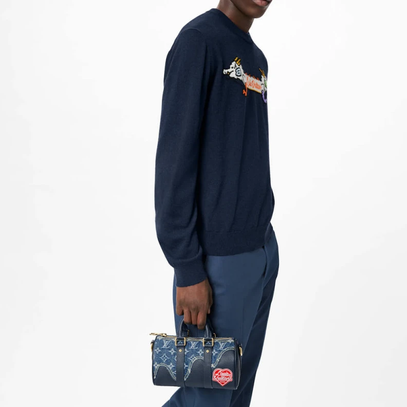 Replica bags lv Zipped cl Louis Vuitton x Nigo Keepall XS Blue