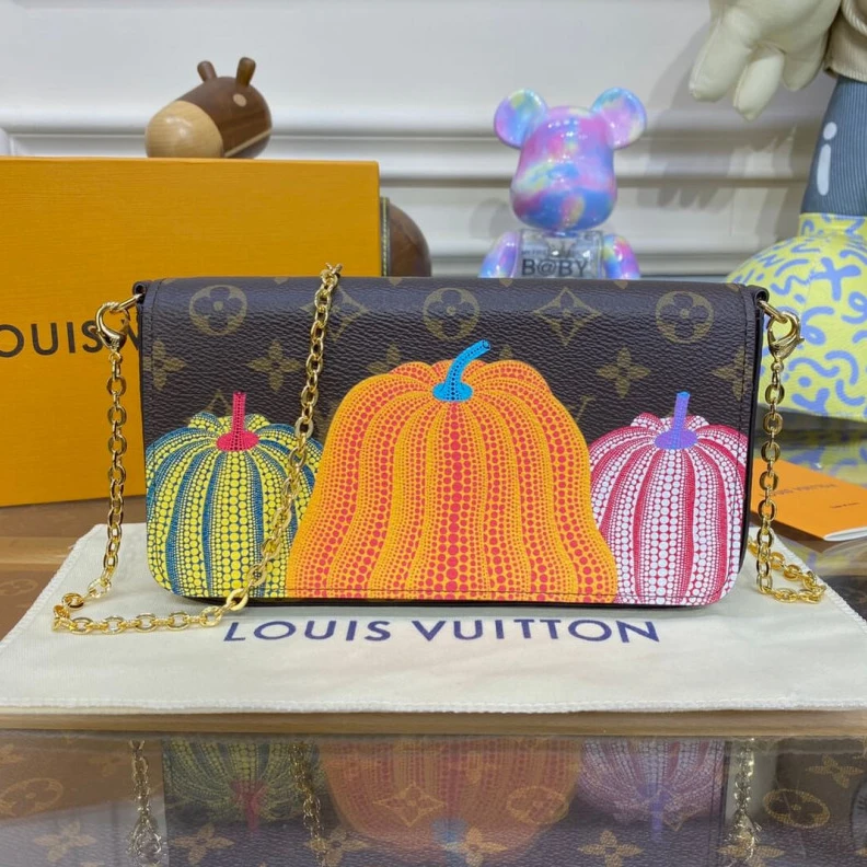 Lv belts replica Removable Louis Vuitton x Yayoi Kusama Felicie Pochette