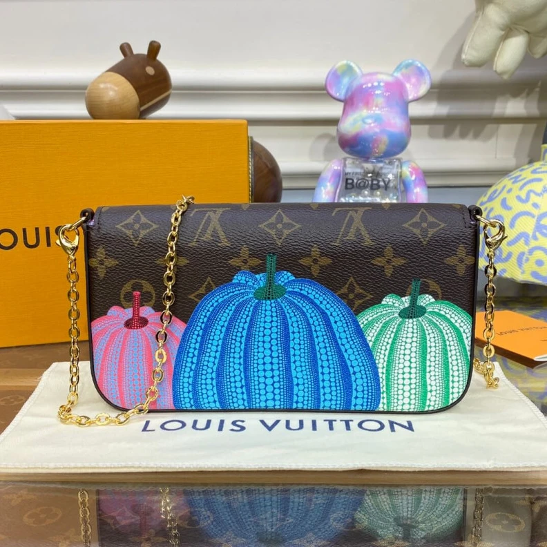 Lv belts replica Removable Louis Vuitton x Yayoi Kusama Felicie Pochette