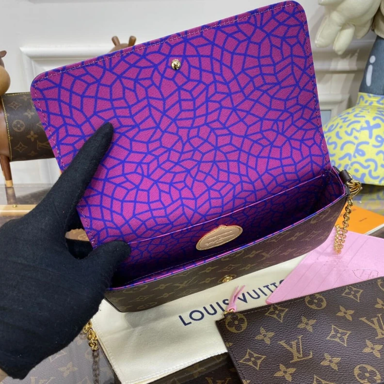 Lv belts replica Removable Louis Vuitton x Yayoi Kusama Felicie Pochette