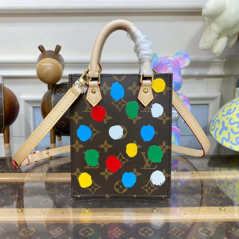 Top lv Goldcolor Louis Vuitton x Yayoi Kusama Petit Sac Plat