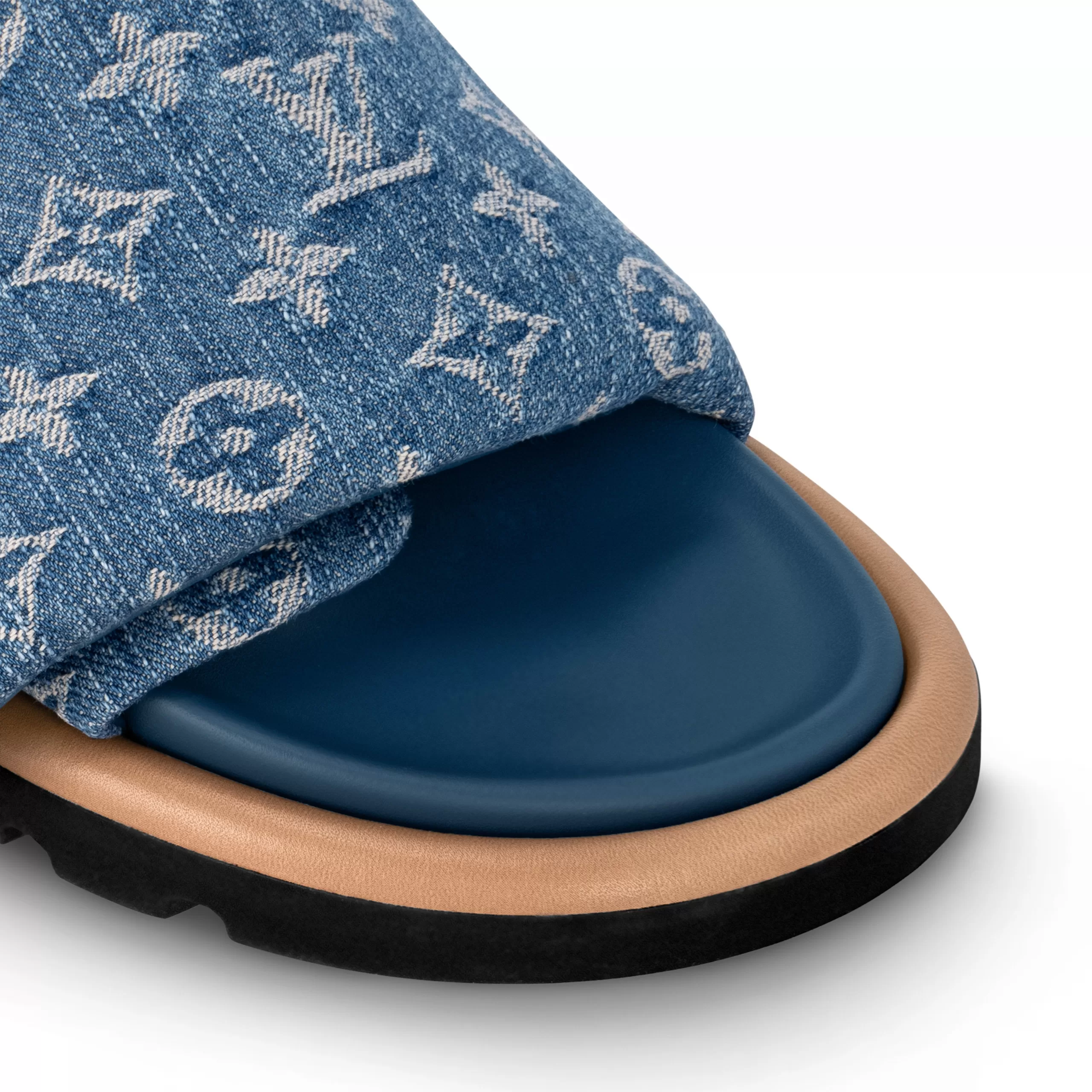 Top lv Louis Vuitton 1ACJVH Pool Pillow Flat Comfort Mule enim Blue