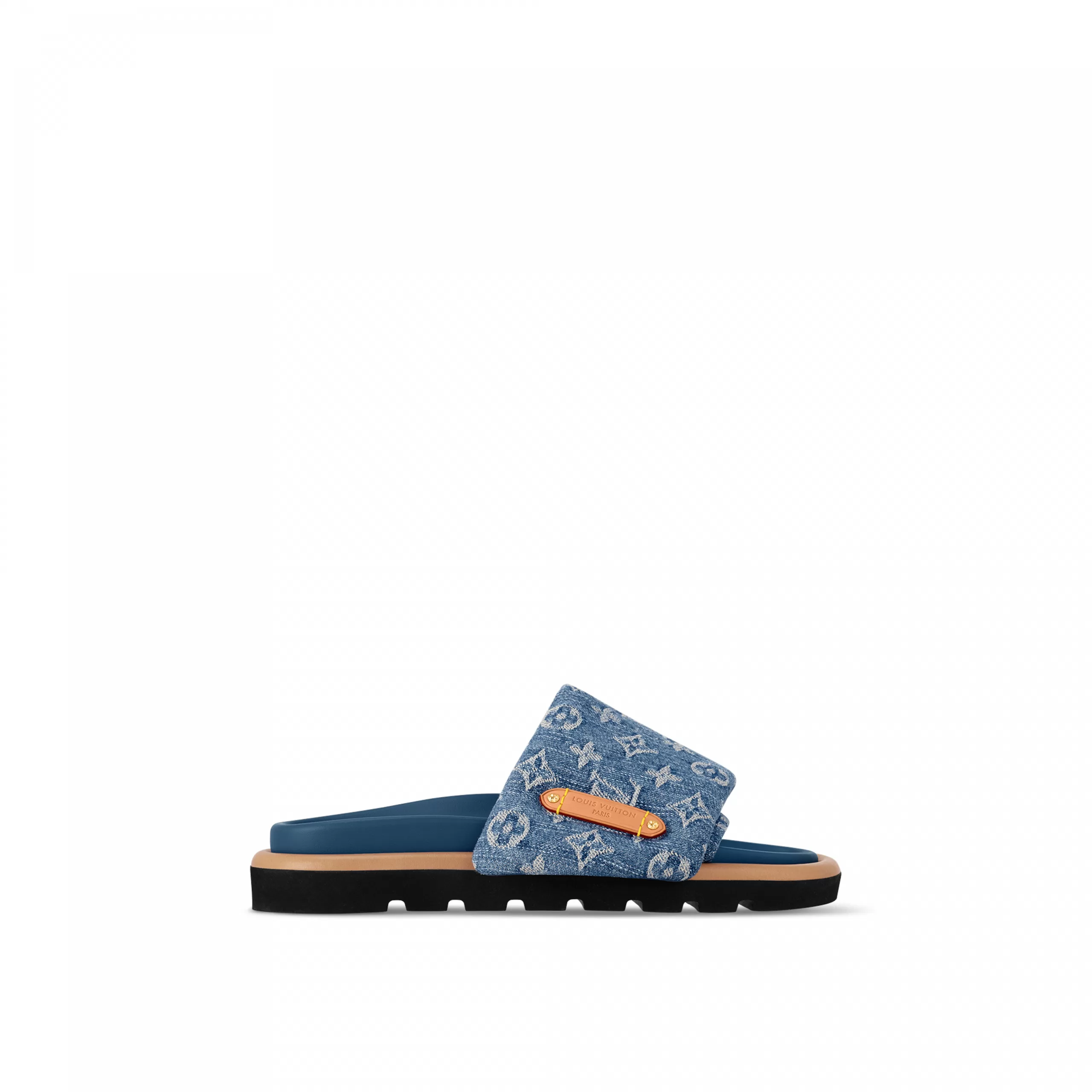 Top lv Louis Vuitton 1ACJVH Pool Pillow Flat Comfort Mule enim Blue