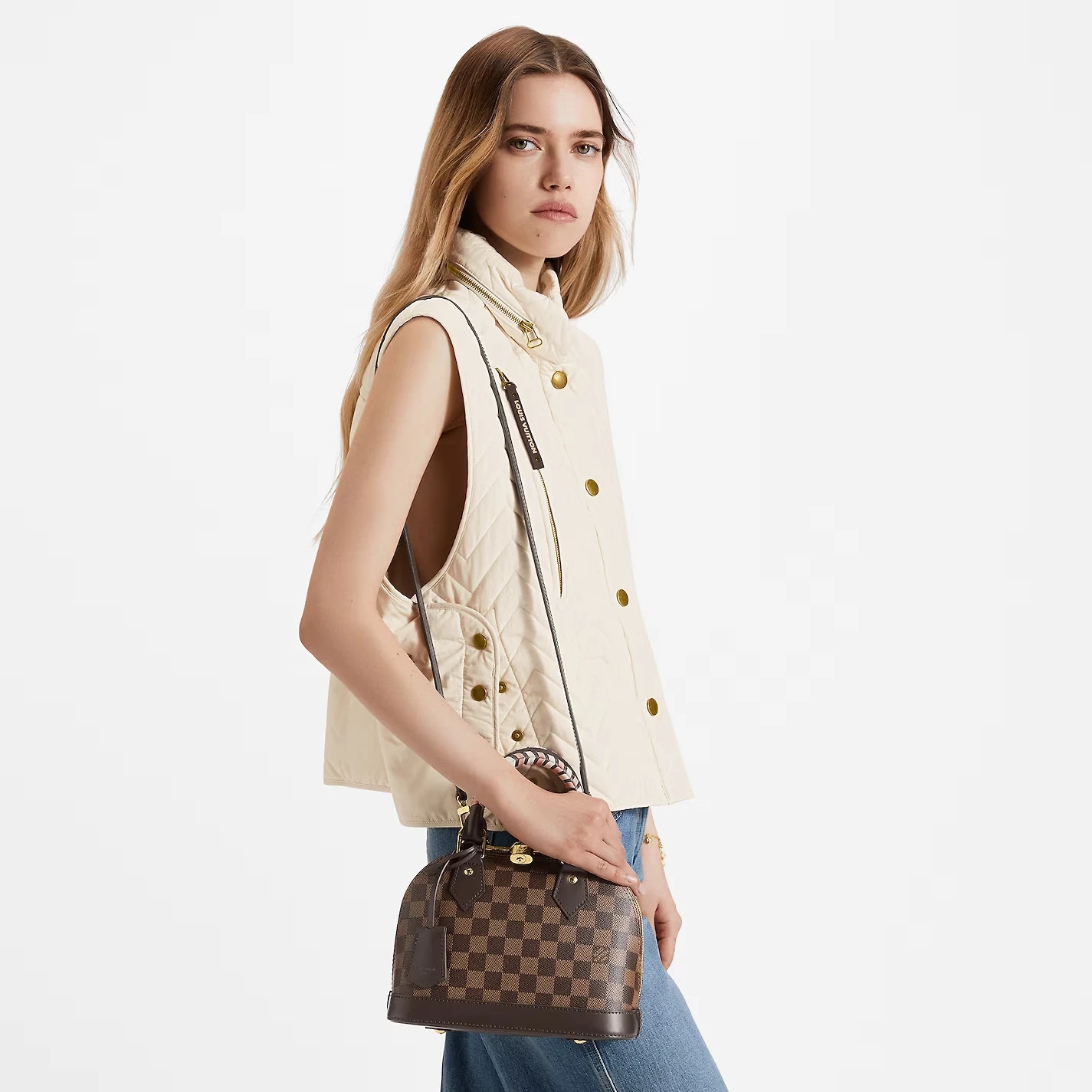Lv belts replica Louis Vuitton Damier Ebene coated canvas N40447 Braided Alma BB
