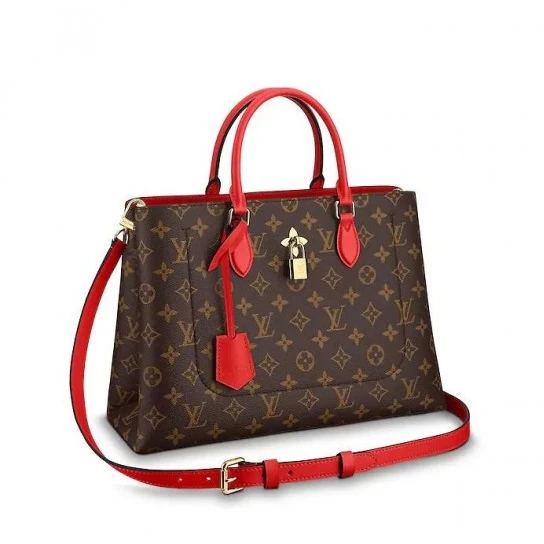 Top lv Louis Vuitton Flower Tote Black M43550 Red M43553
