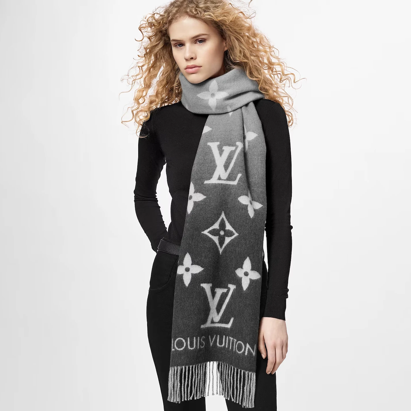 Lv belts replica Louis Vuitton Grey M76336 Reykjavik Gradient Scarf