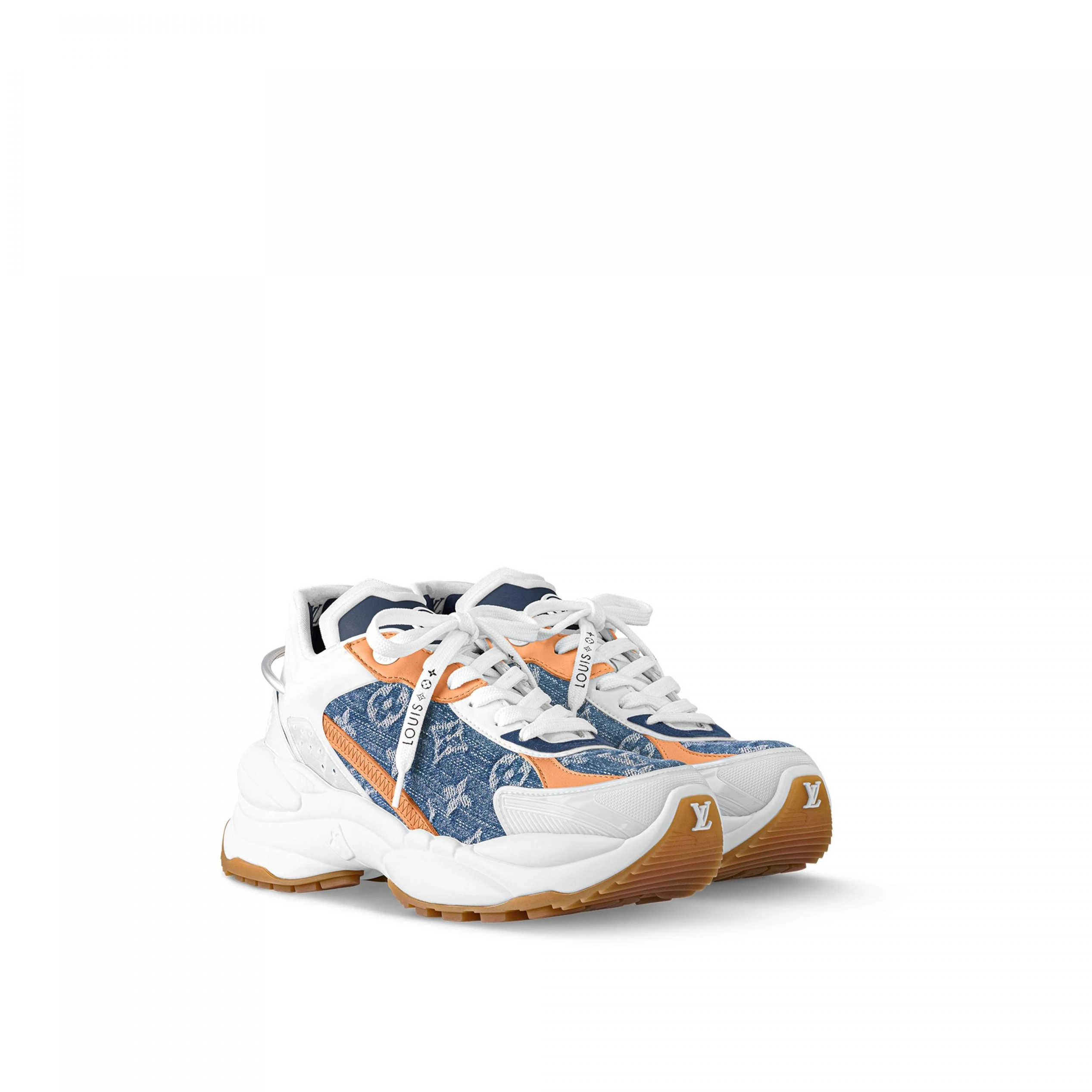Mythick.ru Louis Vuitton LV Run 55 Sneaker Monogram Denim Blue 1ACHTV