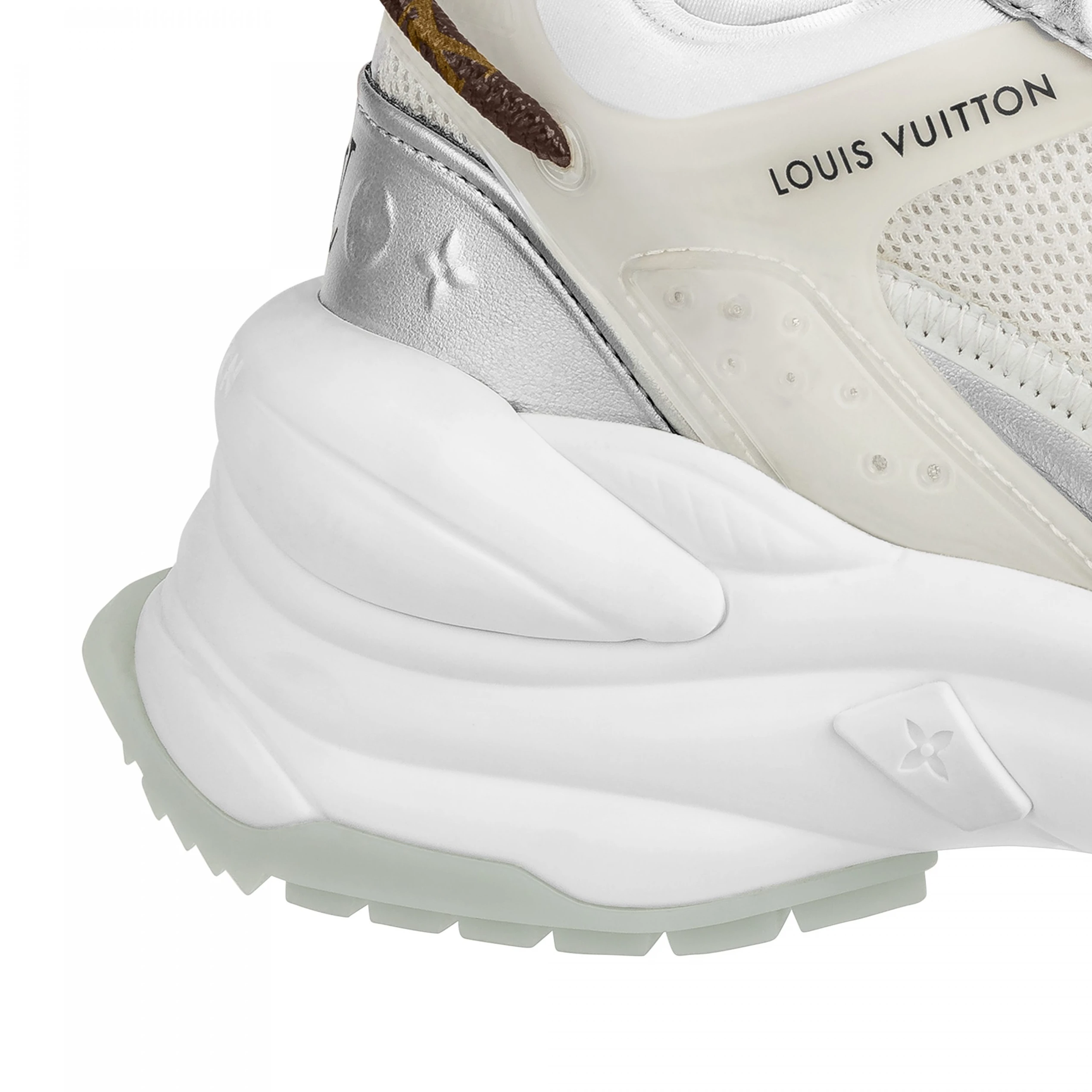 Replica bags lv Louis Vuitton LV Run 55 Sneaker Monogram Flowers Silver 1AAVGI