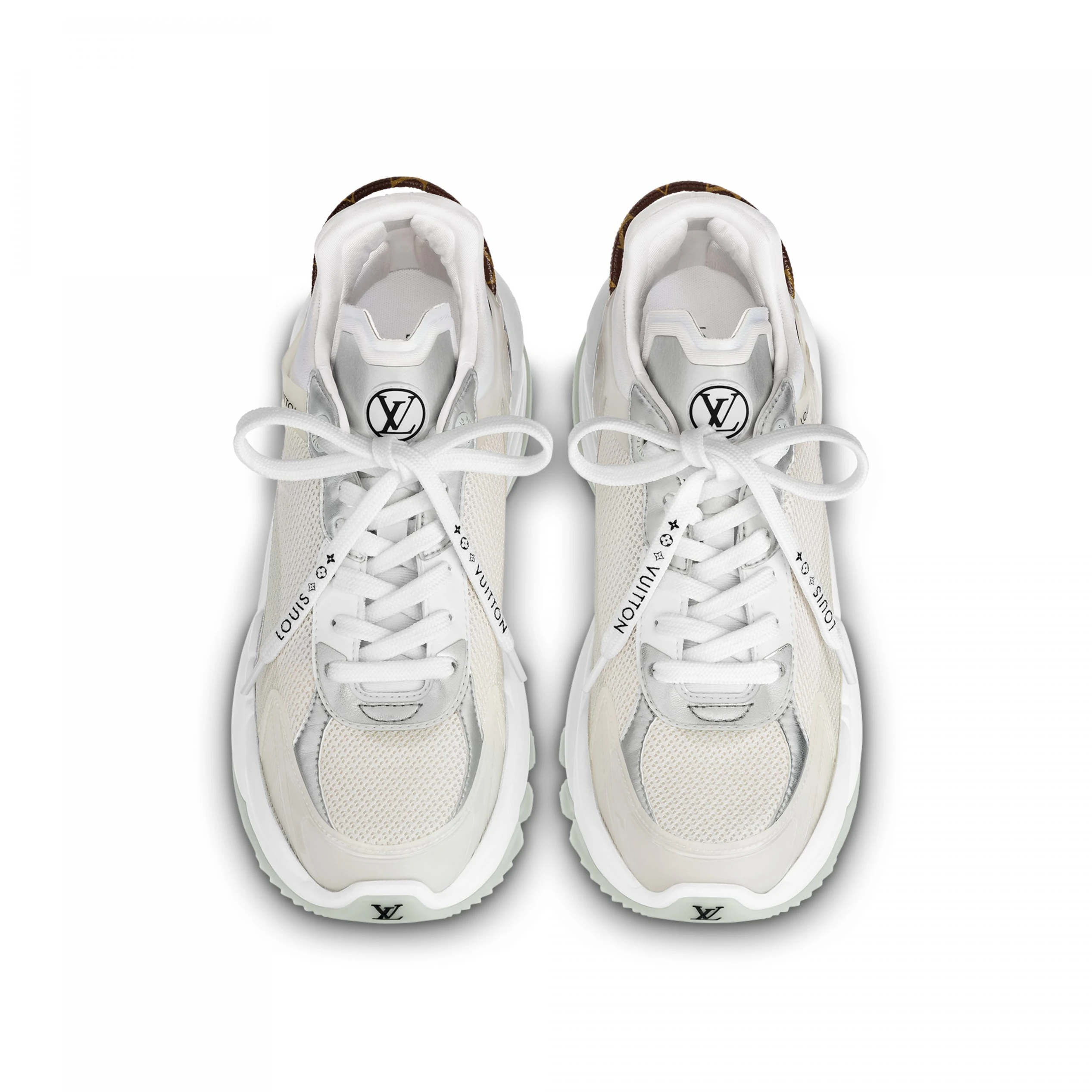 Replica bags lv Louis Vuitton LV Run 55 Sneaker Monogram Flowers Silver 1AAVGI