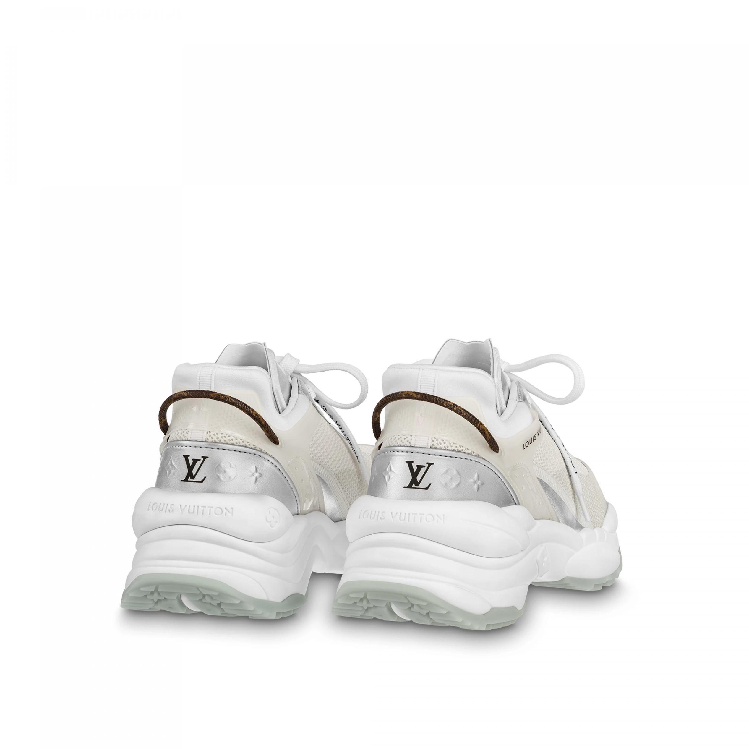 Replica bags lv Louis Vuitton LV Run 55 Sneaker Monogram Flowers Silver 1AAVGI