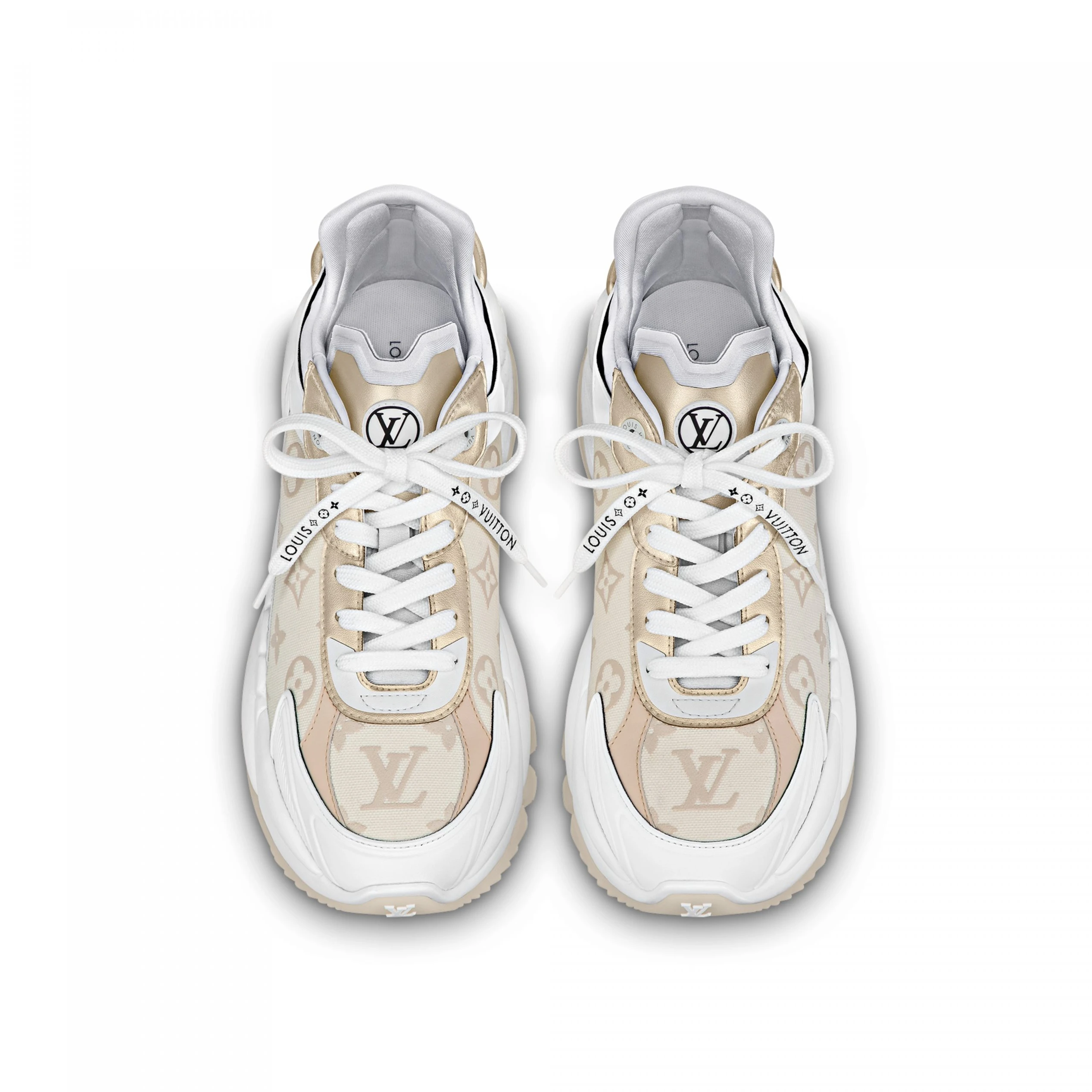 Mythick ru Louis Vuitton LV Run 55 Sneaker Monogram denim Beige 1ABHR7