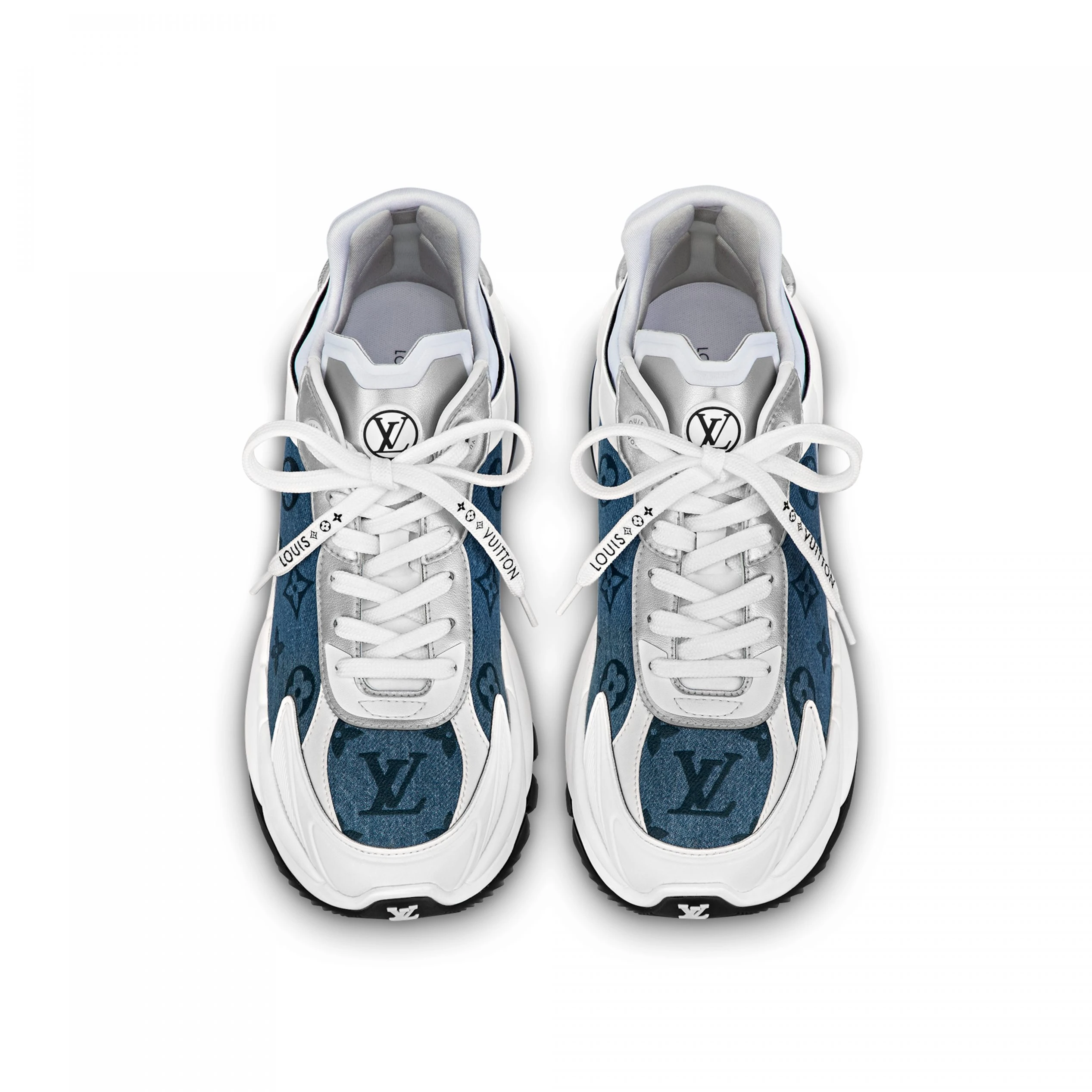 Top lv Louis Vuitton LV Run 55 Sneaker Monogram denim Blue 1ABHQR