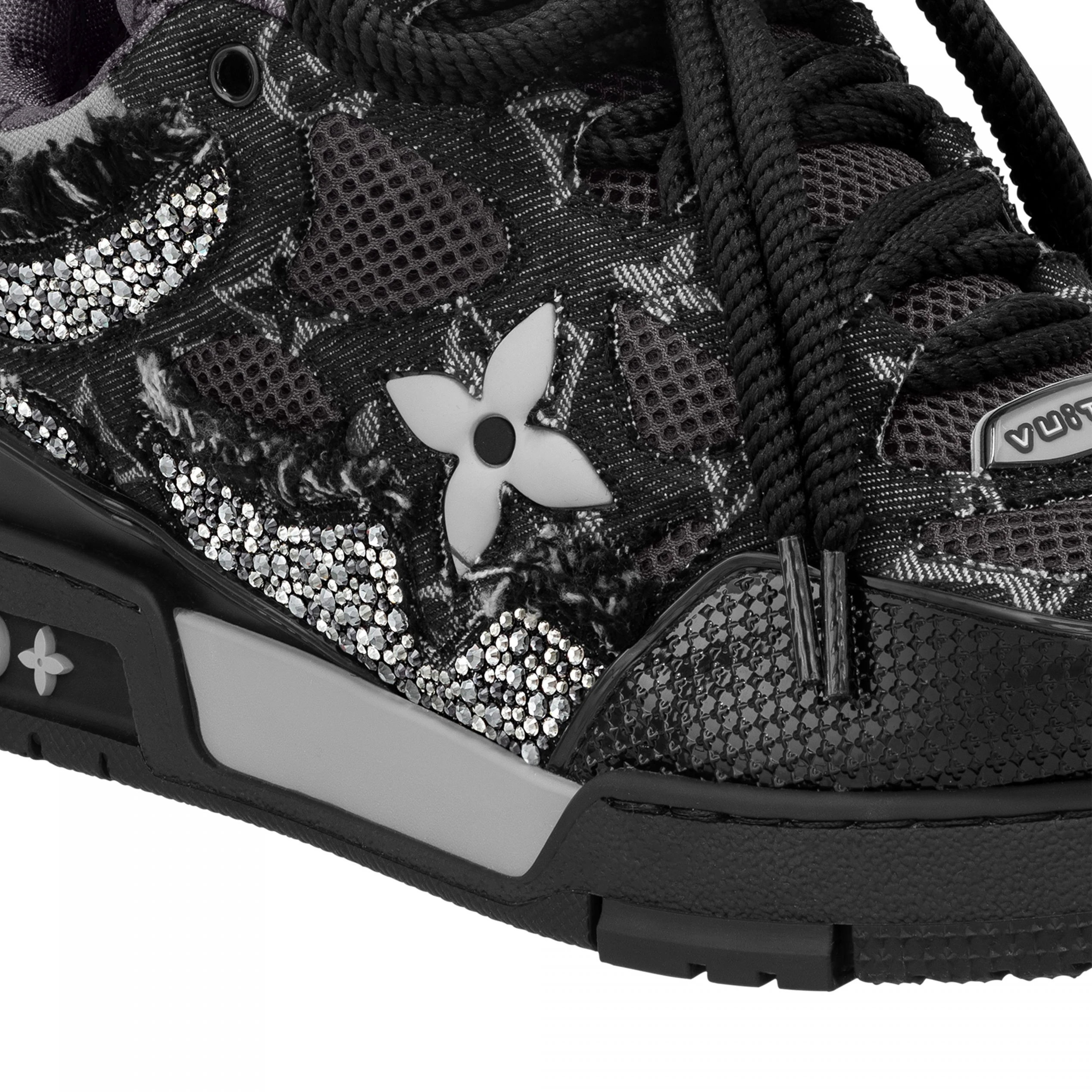Replica bags lv Louis Vuitton LV Skate Sneaker Swarovski Crystals Monogram Denim Black 1ABMHZ
