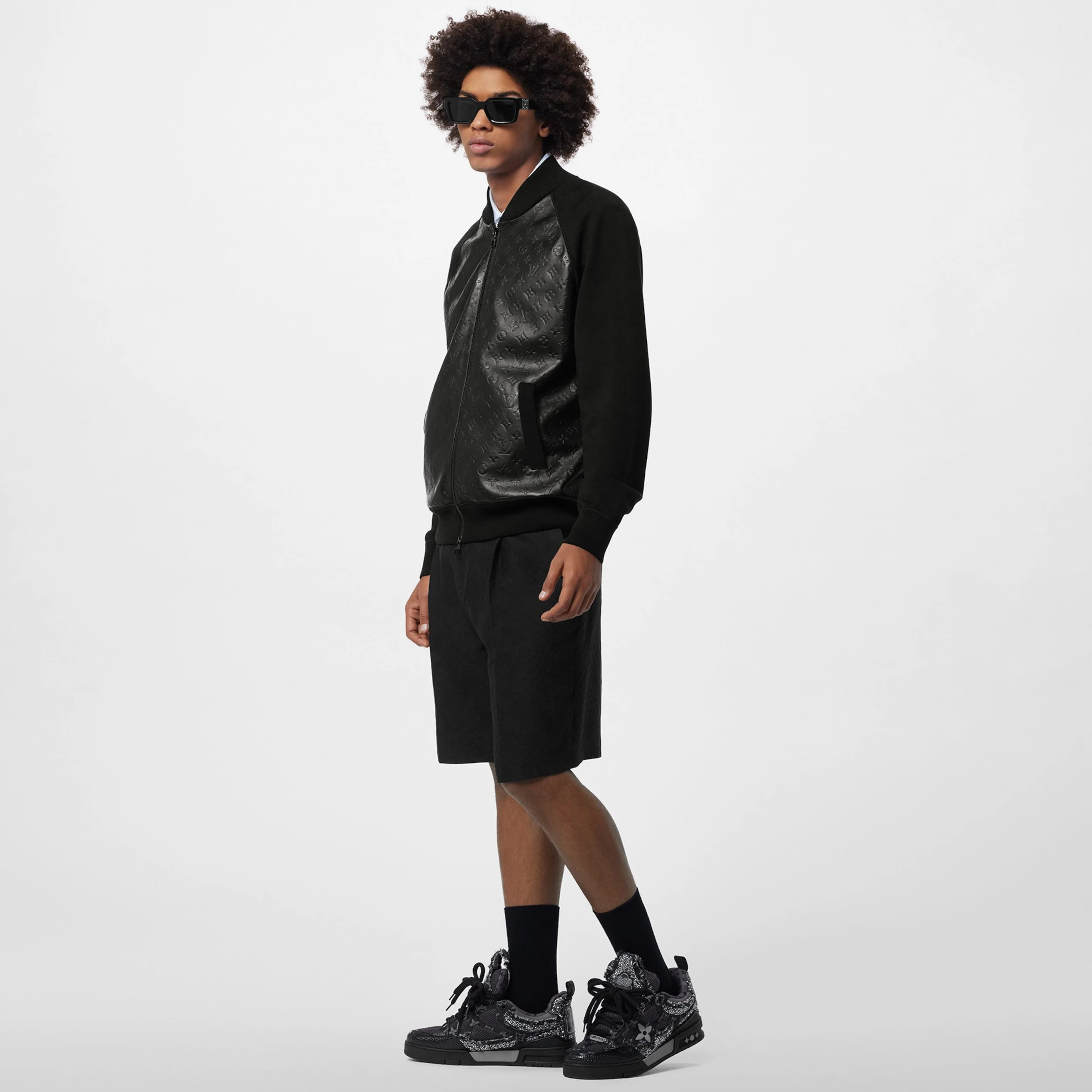 Replica bags lv Louis Vuitton LV Skate Sneaker Swarovski Crystals Monogram Denim Black 1ABMHZ