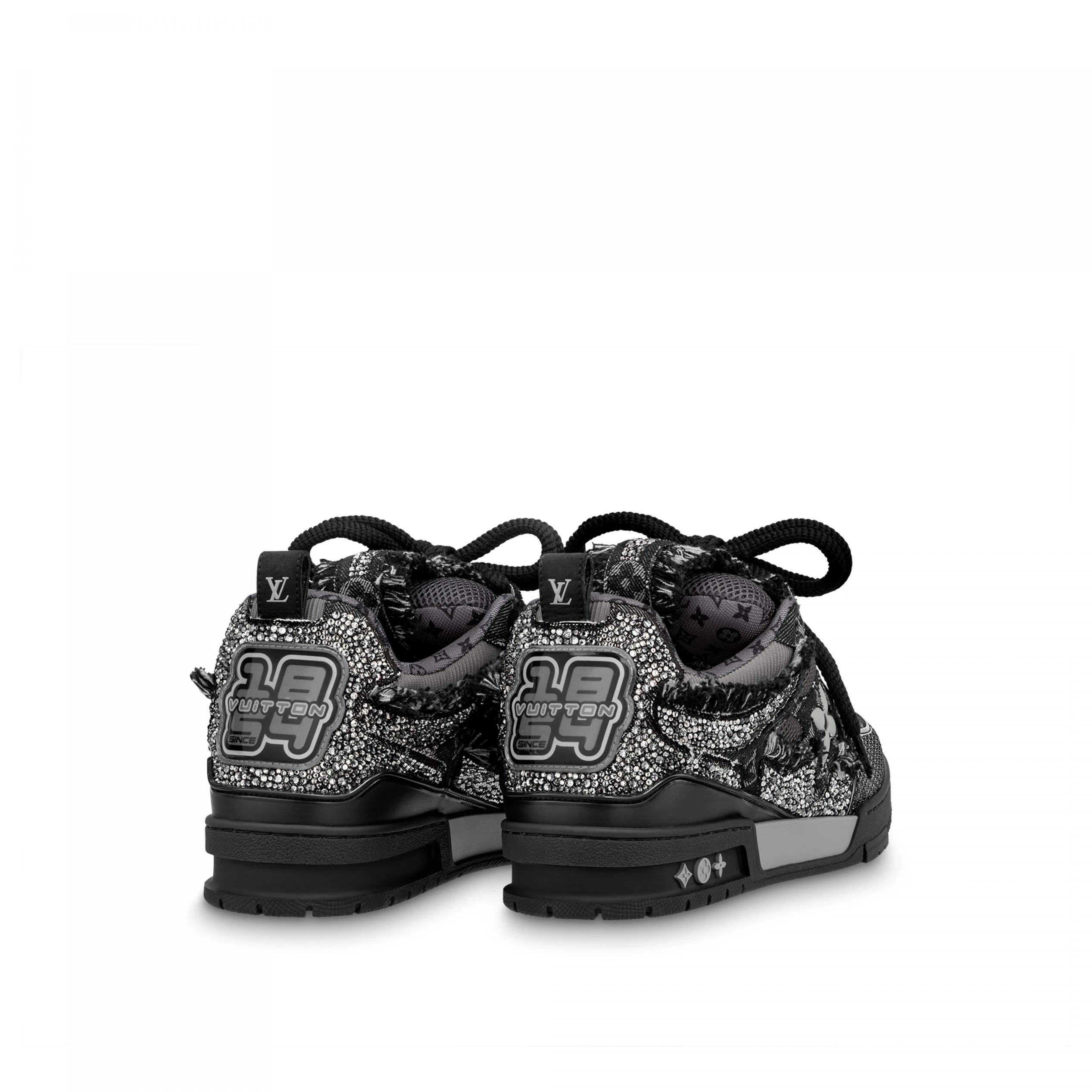 Replica bags lv Louis Vuitton LV Skate Sneaker Swarovski Crystals Monogram Denim Black 1ABMHZ