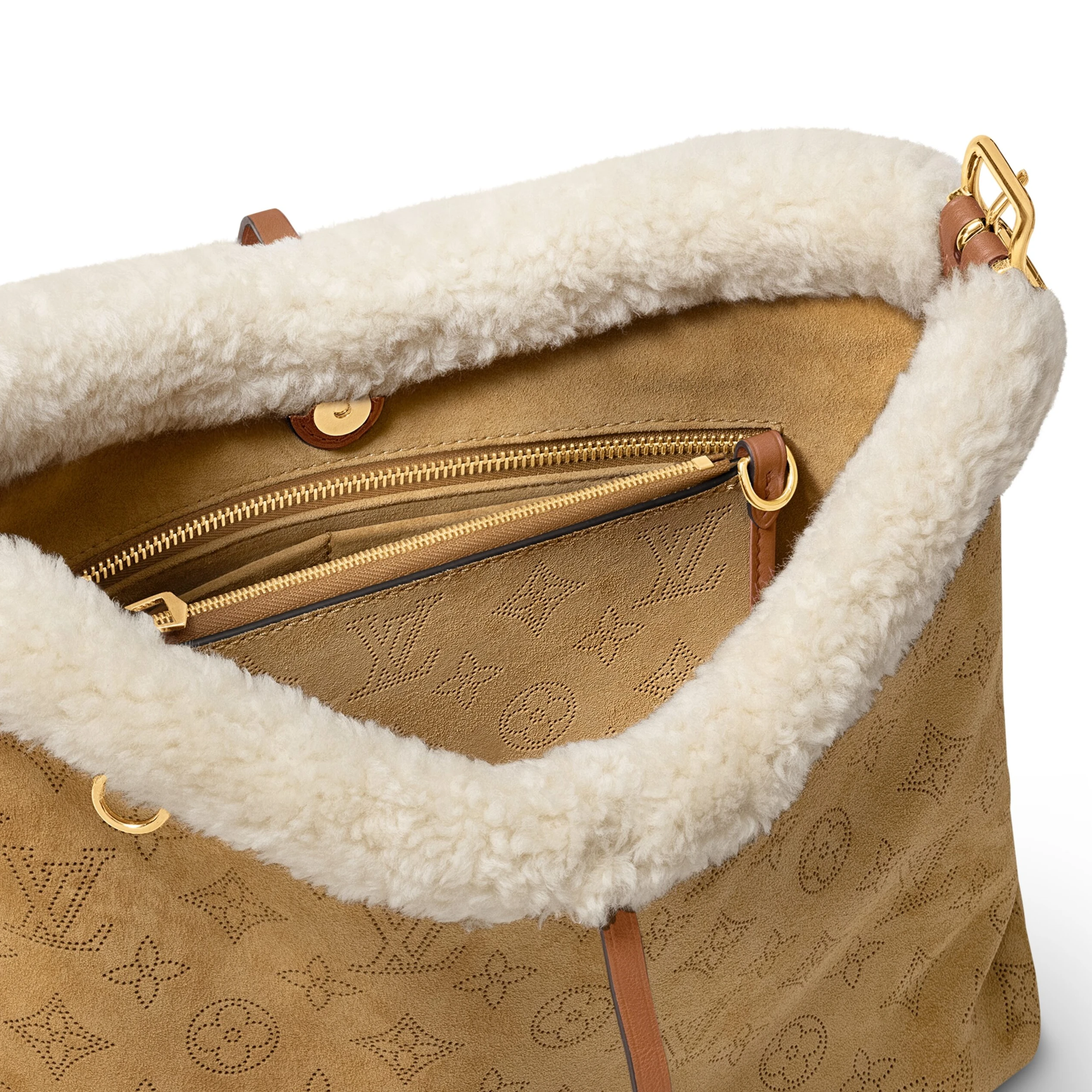 Top lv Louis Vuitton LV Ski M11843 CarryAll PM Mahina Suede Beige