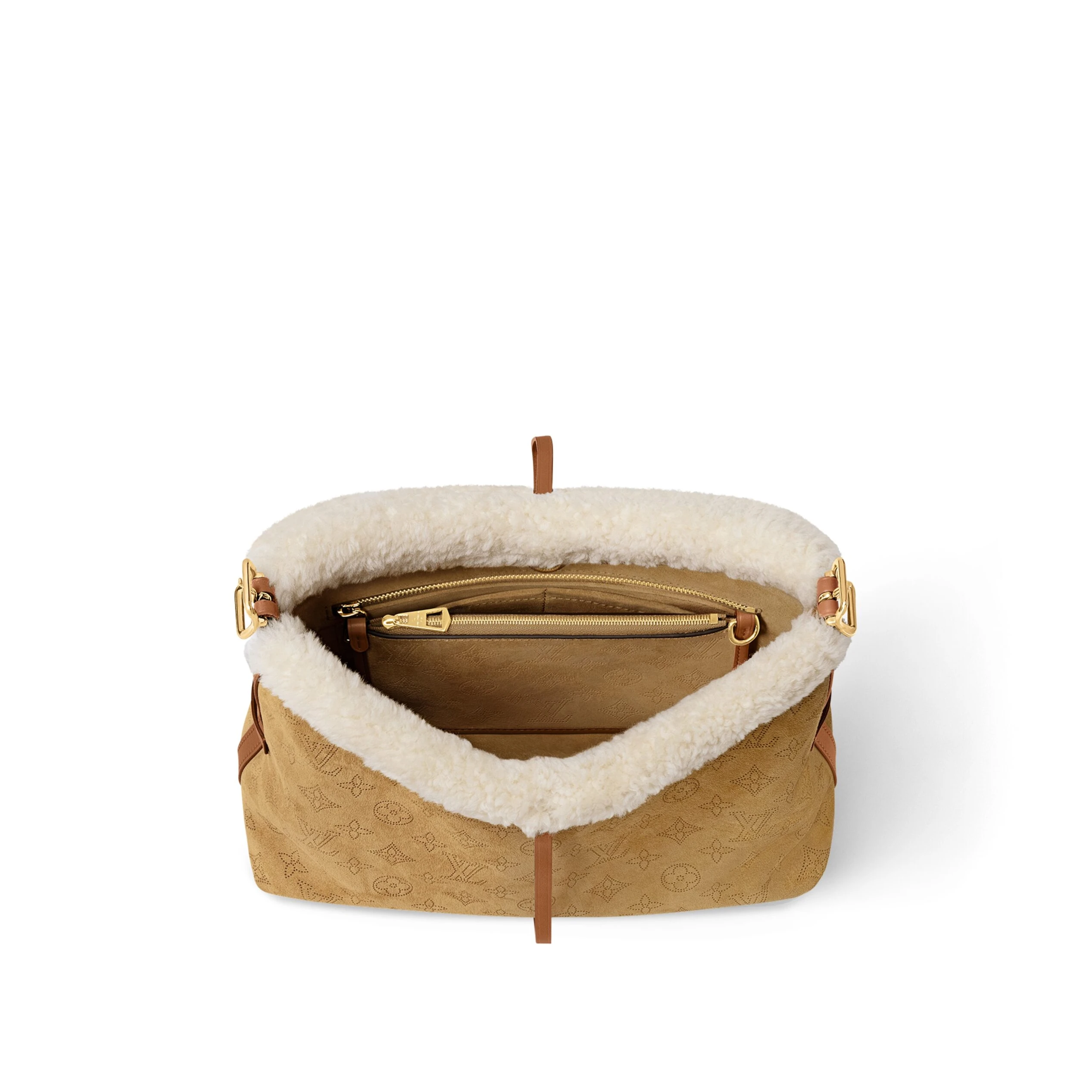 Top lv Louis Vuitton LV Ski M11843 CarryAll PM Mahina Suede Beige