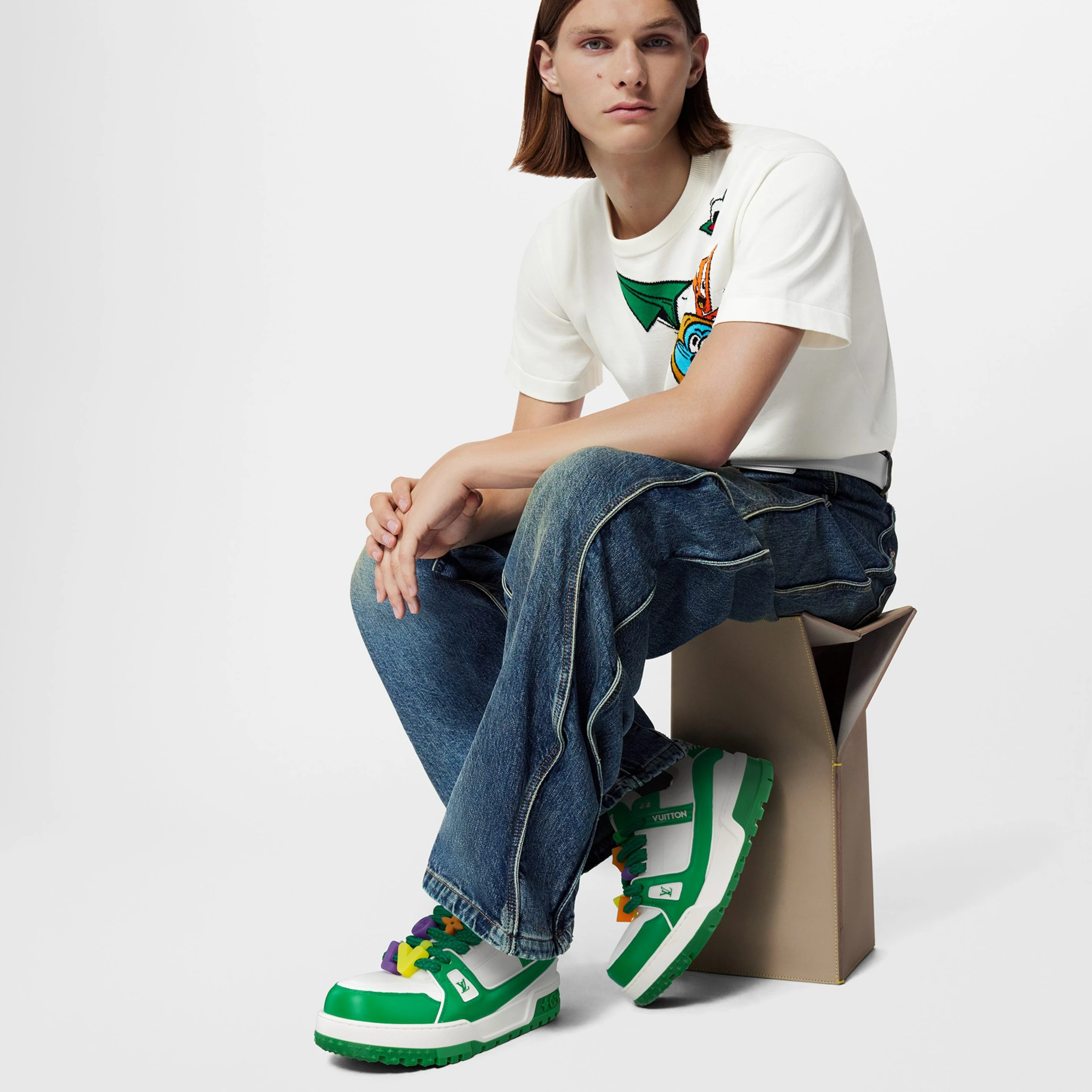 Top lv Louis Vuitton LV Trainer Maxi Sneaker Green 1AB8SC