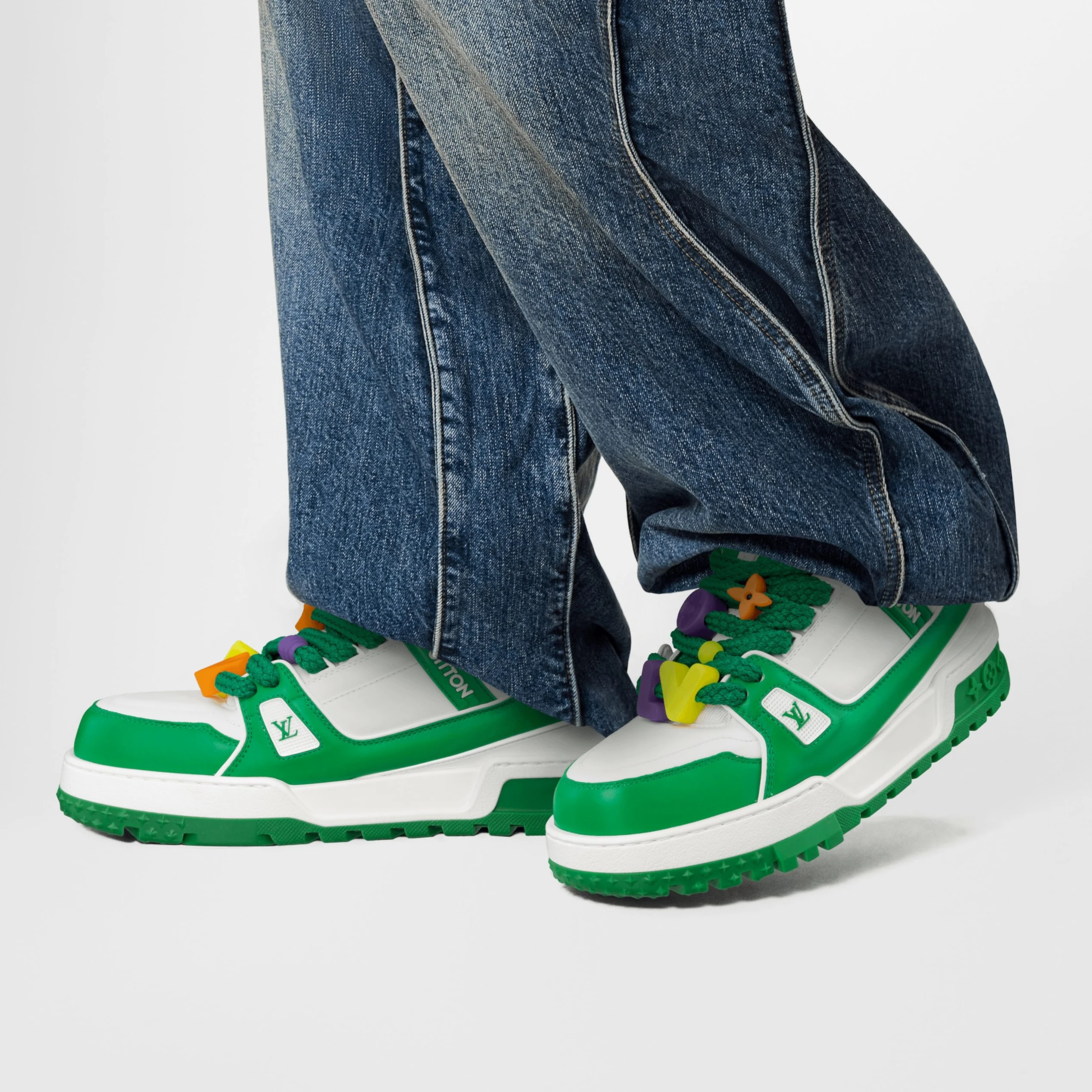 Top lv Louis Vuitton LV Trainer Maxi Sneaker Green 1AB8SC