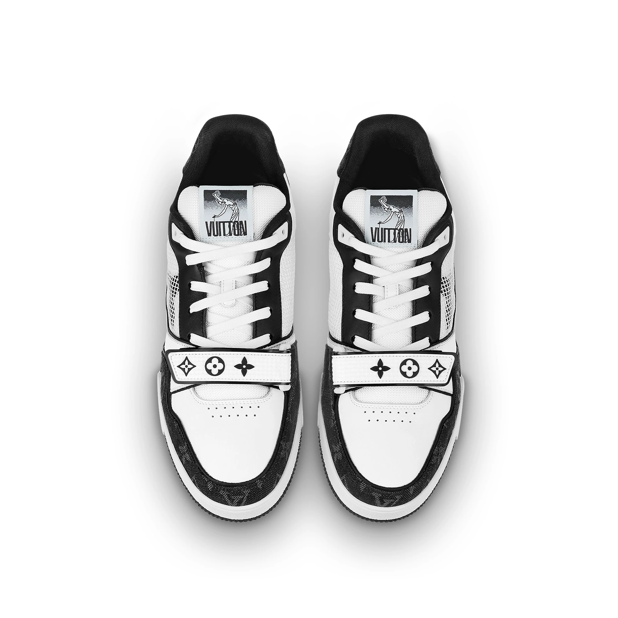 Replica bags Louis Vuitton LV Trainer Sneaker Velcro strap Monogram denim Black 1A9ZAU