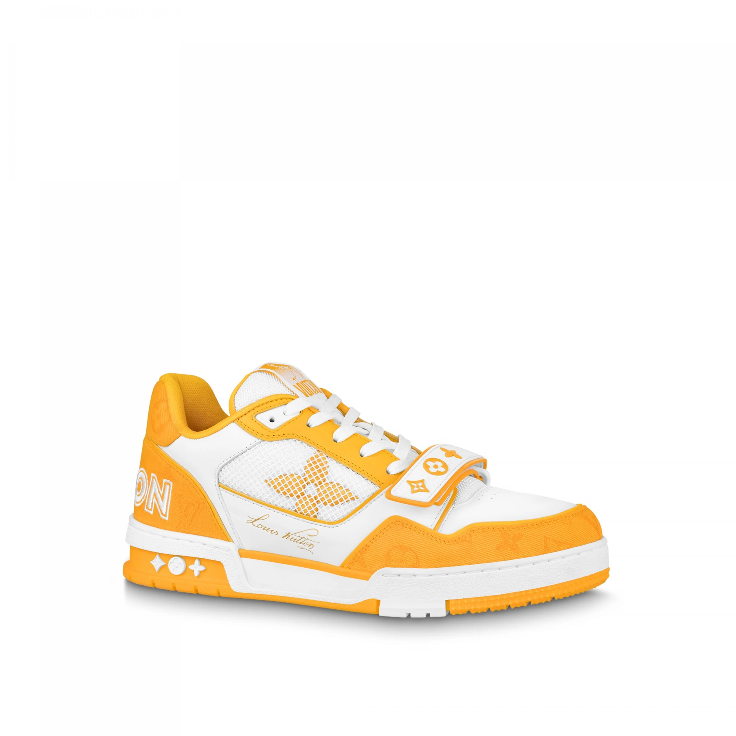 Louis Vuitton LV Trainer Sneaker Velcro strap Monogram denim Yellow 1A9ZD4