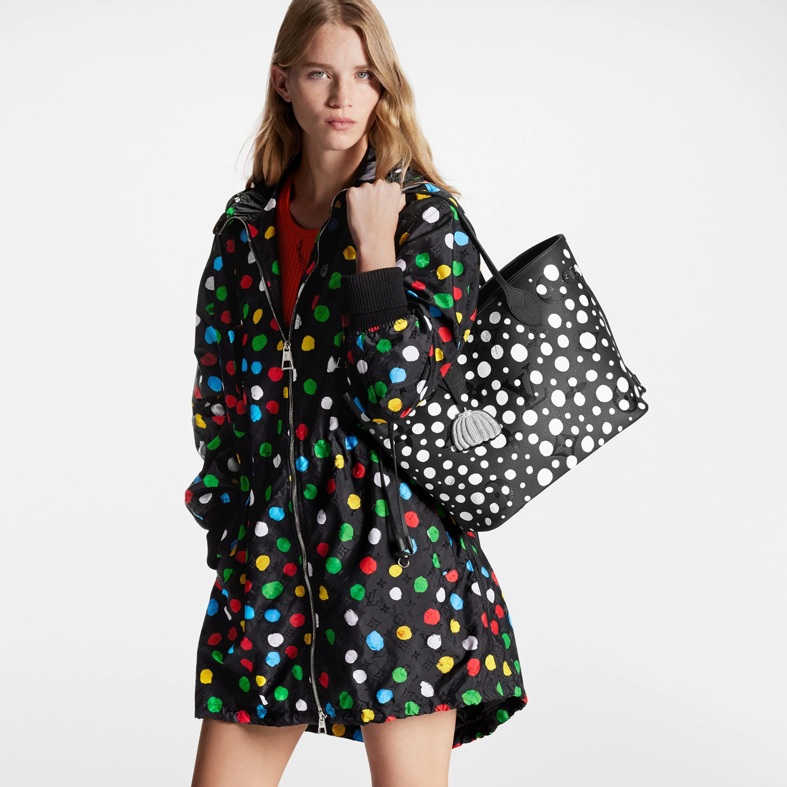 Top lv Louis Vuitton LV x YK Neverfull MM M46390 Black white