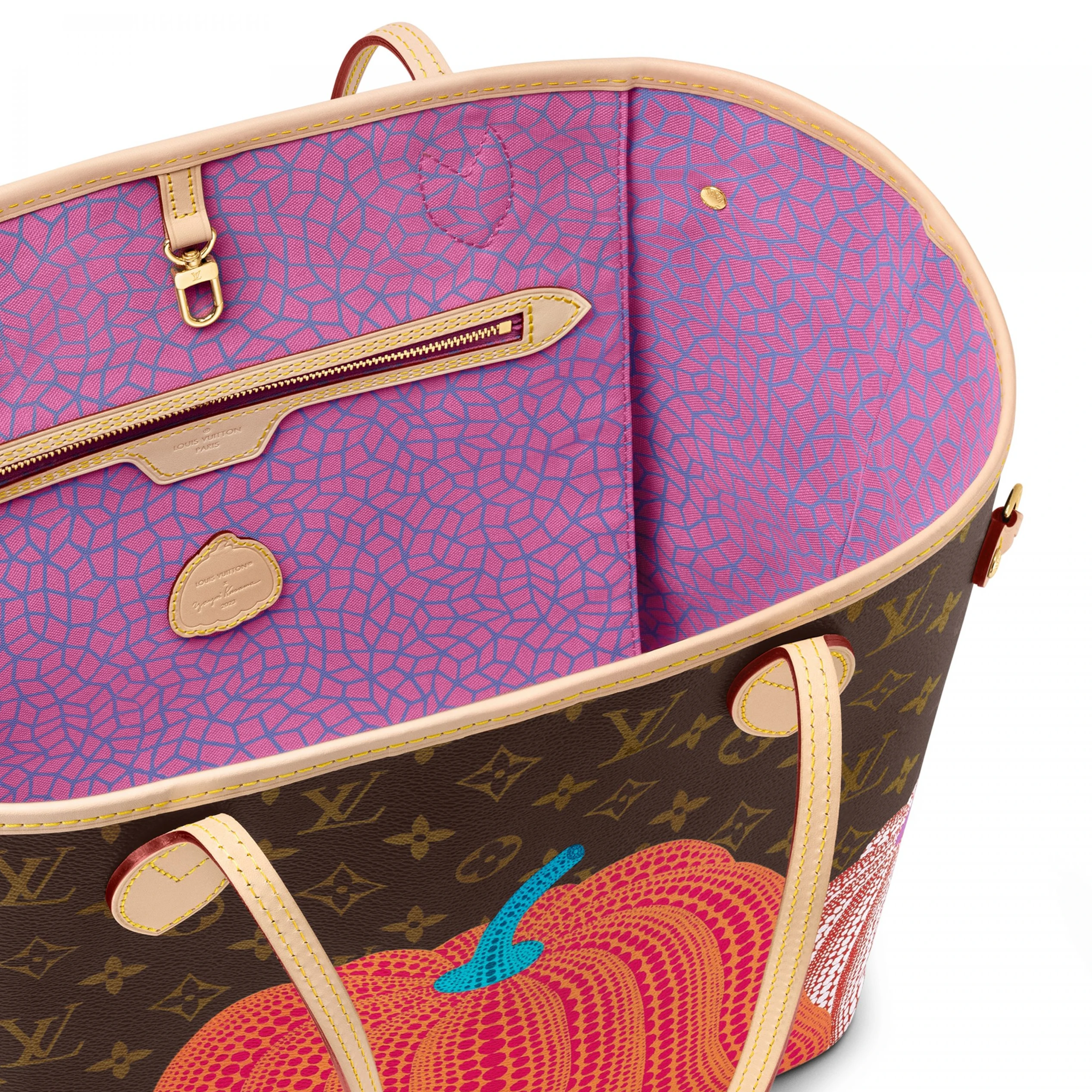 Replica bags lv Louis Vuitton LV x YK Neverfull MM M46468 Pumpkin print