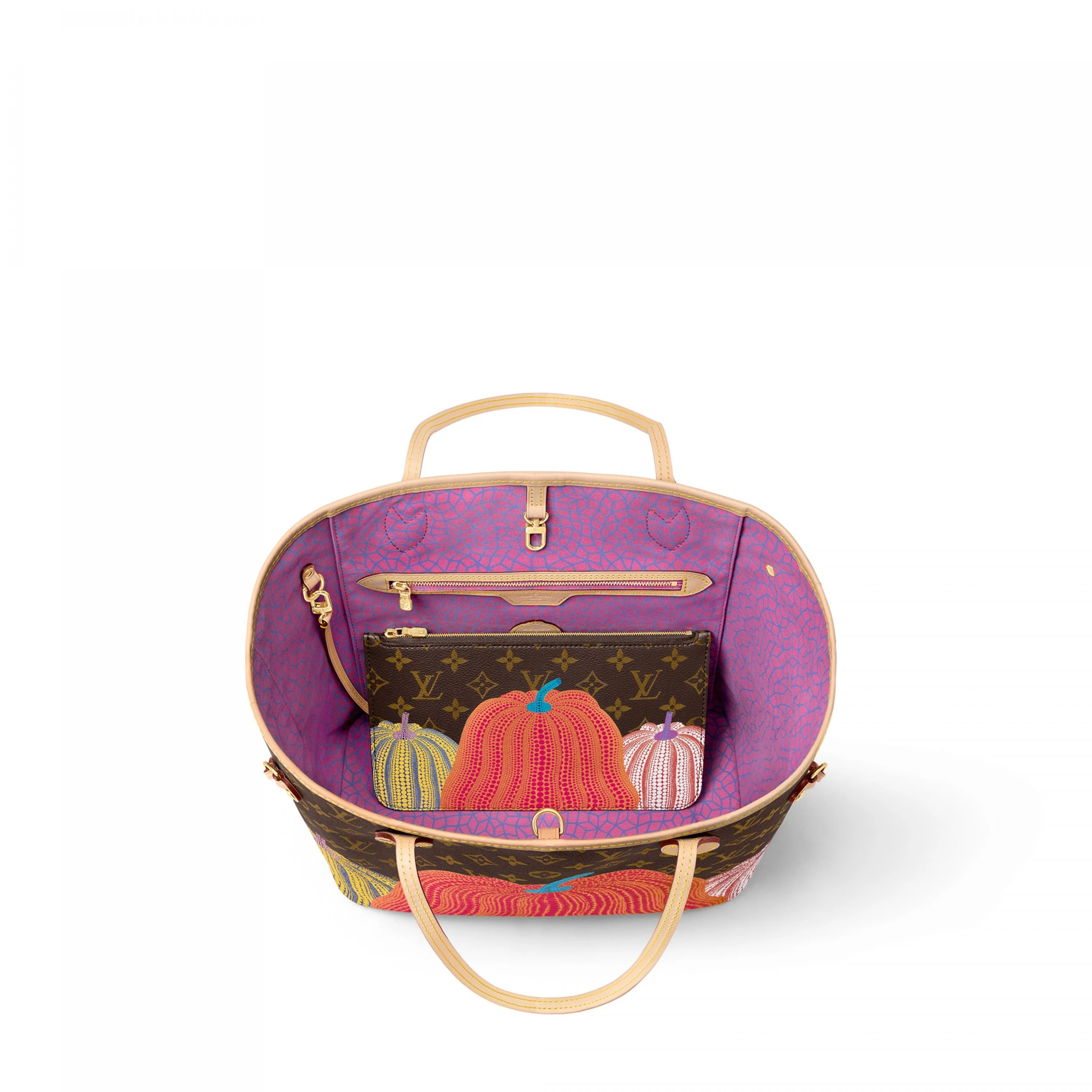 Replica bags lv Louis Vuitton LV x YK Neverfull MM M46468 Pumpkin print