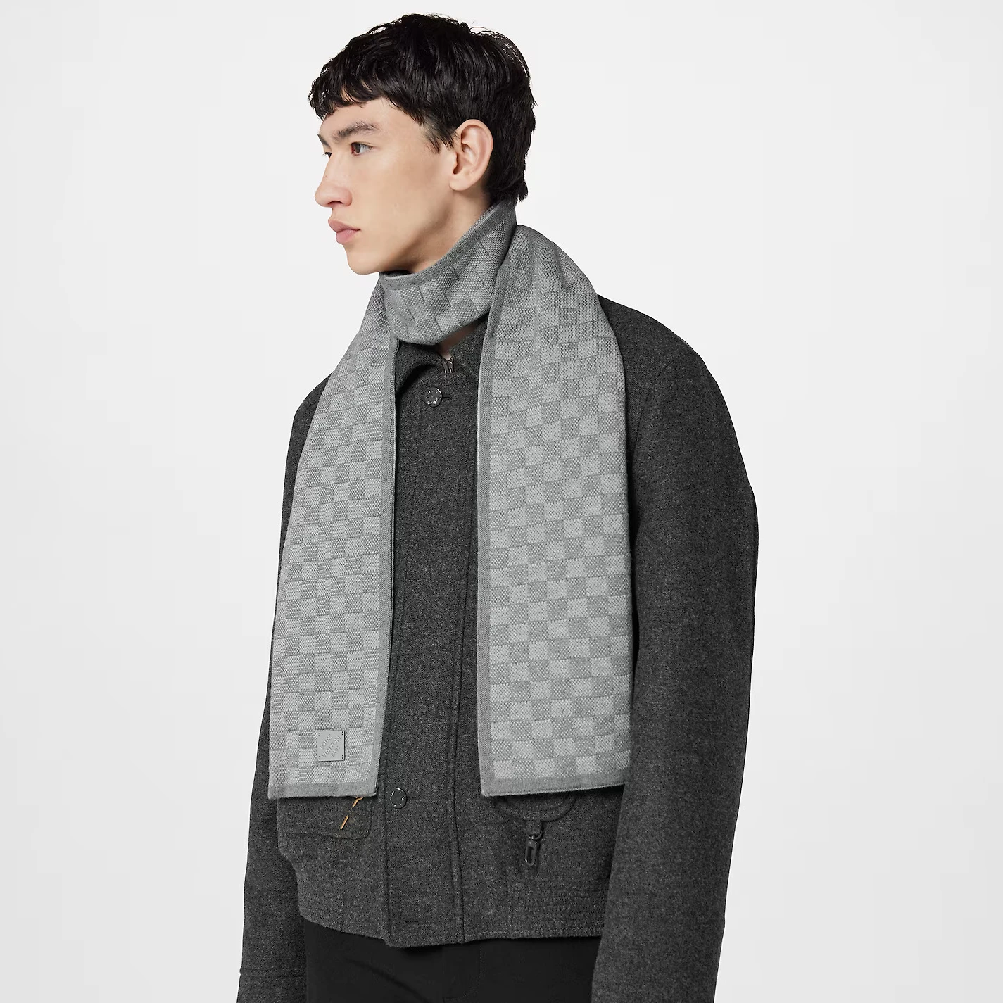 Top lv Louis Vuitton Light Grey M77989 Néo Petit Damier Scarf