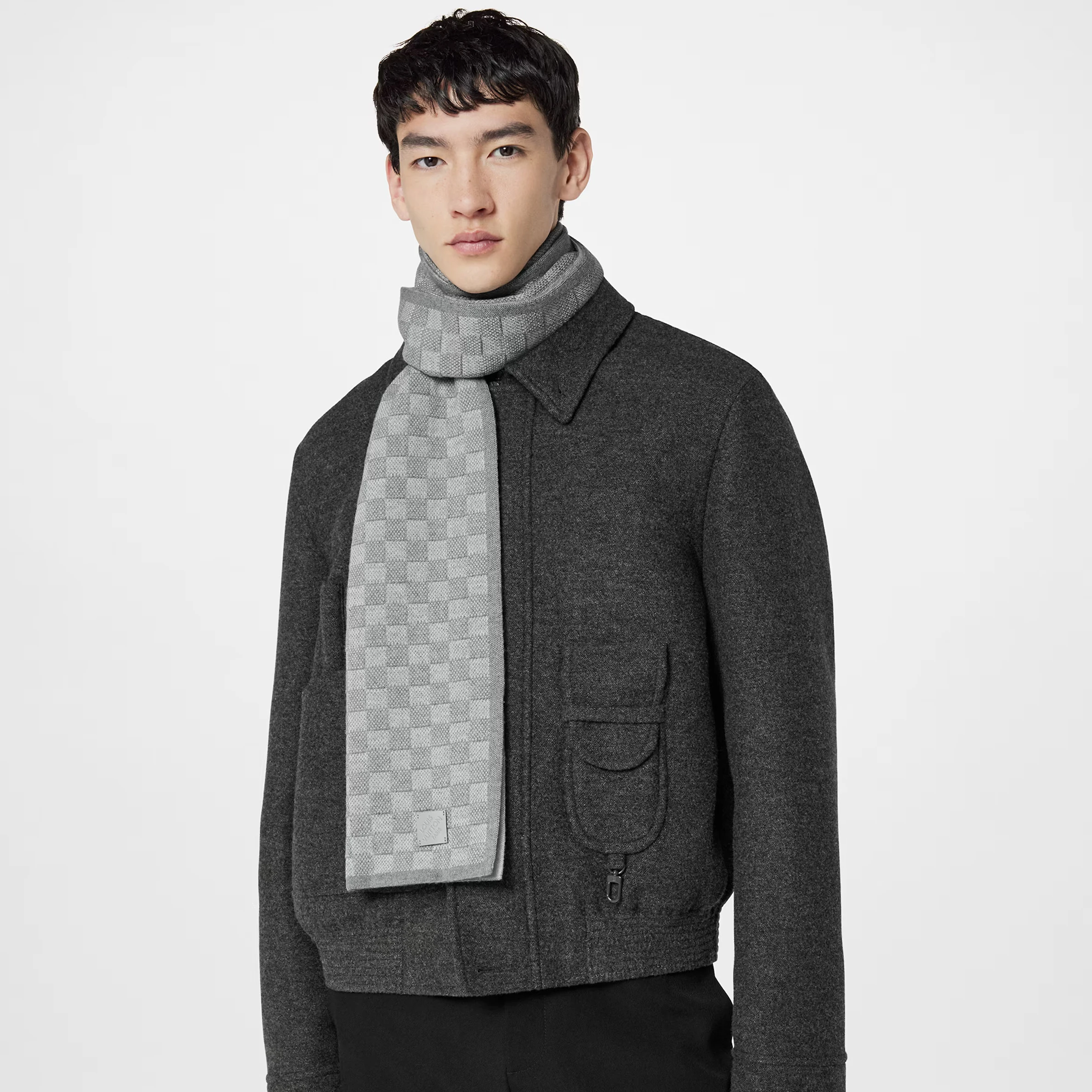 Top lv Louis Vuitton Light Grey M77989 Néo Petit Damier Scarf