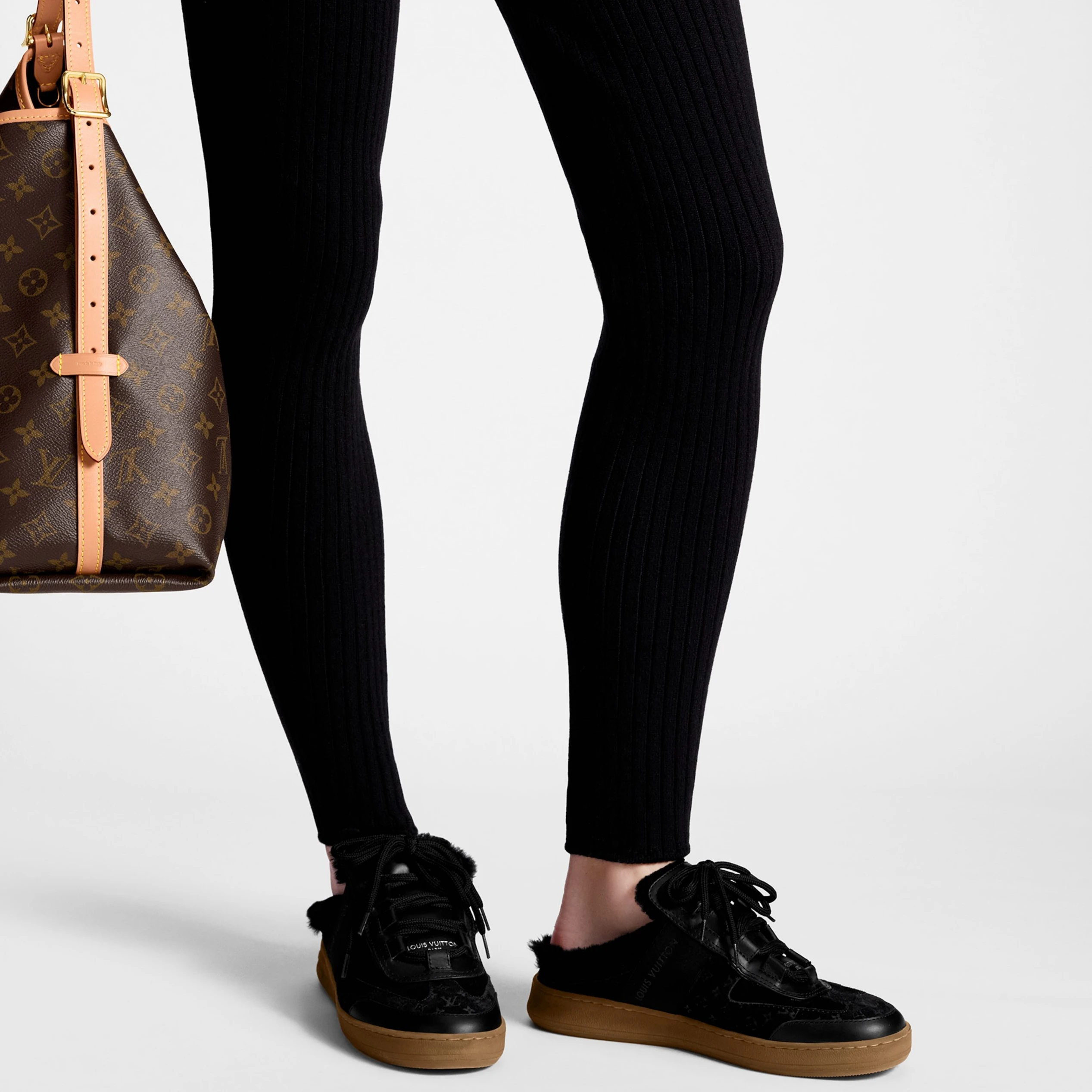 Top lv Louis Vuitton Lous Open Back Sneaker Black 1ACAE7