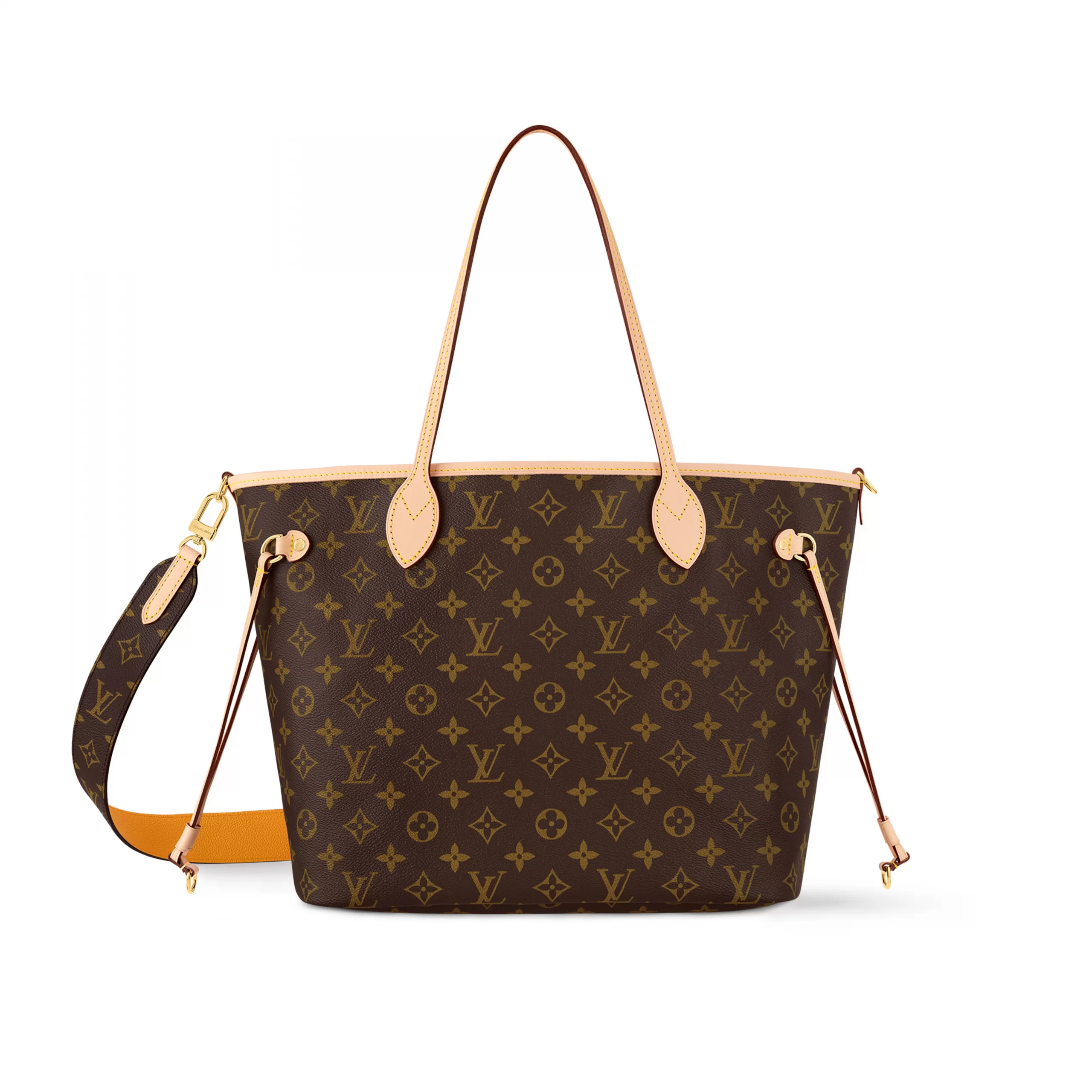 Lv belts replica Louis Vuitton M11947 Neverfull Bandoulière Inside Out MM Monogram Jaune Safran