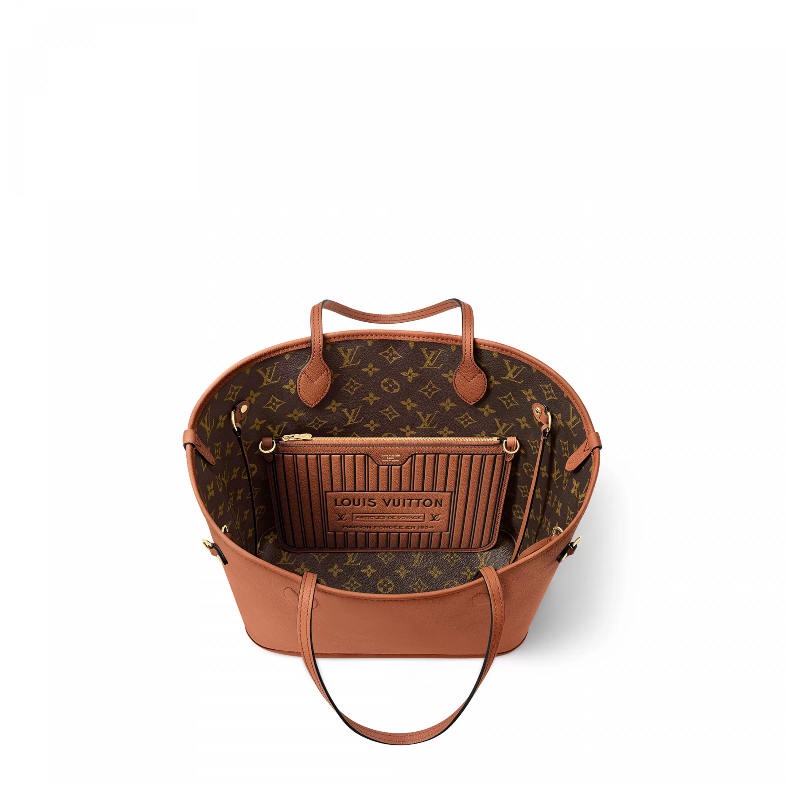 Top lv Louis Vuitton M12061 Neverfull Inside Out MM Tan