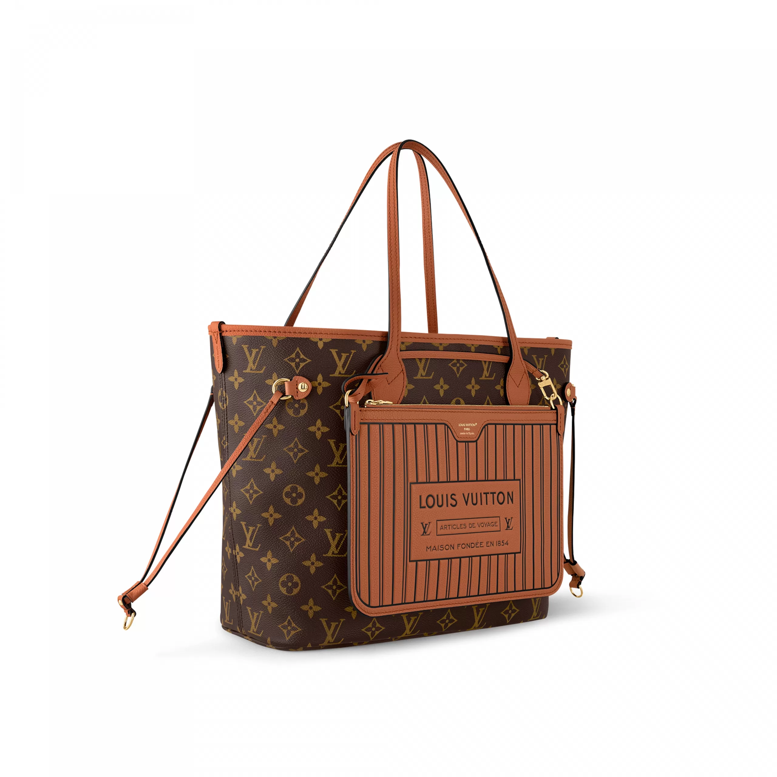 Top lv Louis Vuitton M12061 Neverfull Inside Out MM Tan