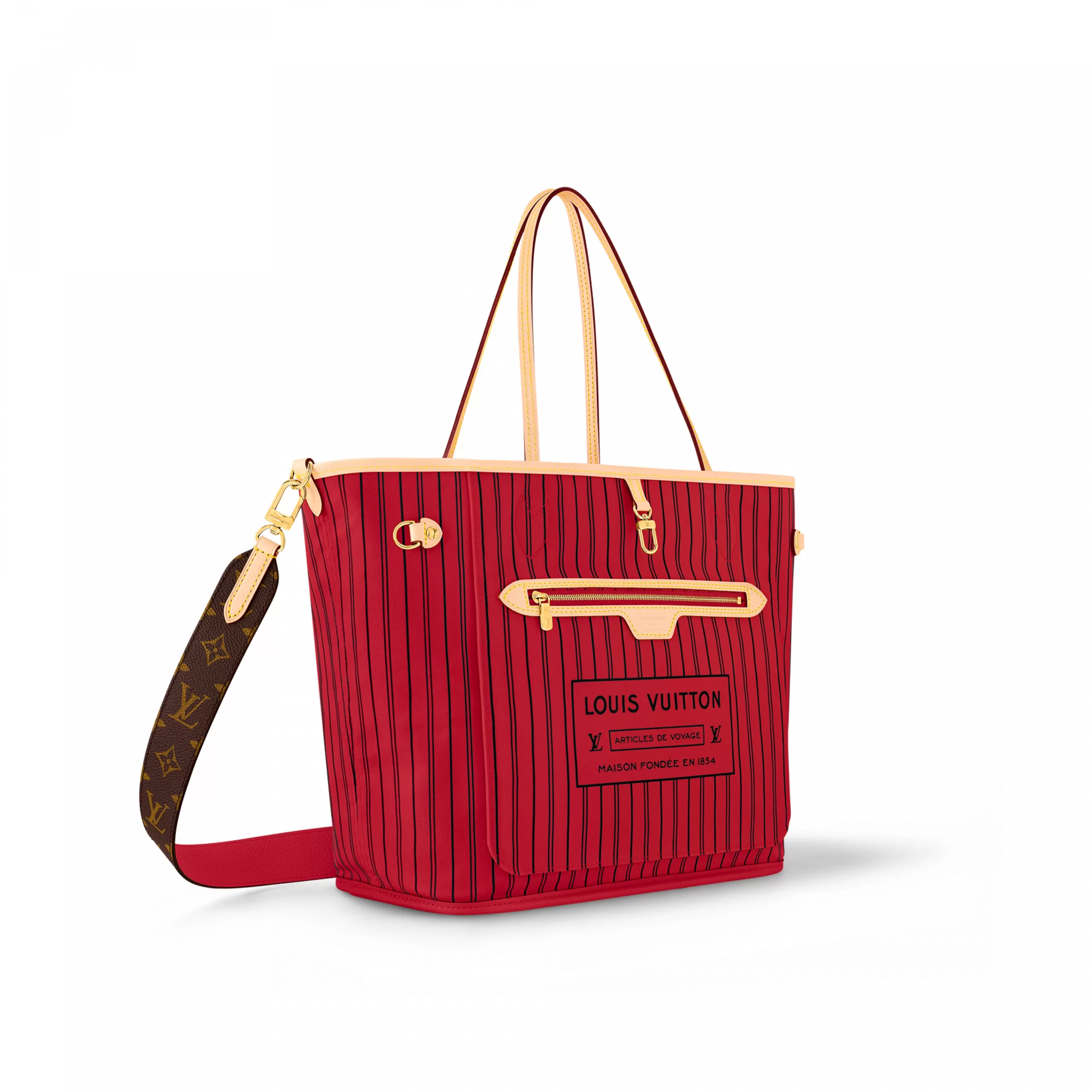 Replica bags Louis Vuitton M12096 Neverfull Bandoulière Inside Out MM Monogram Rouge Sari