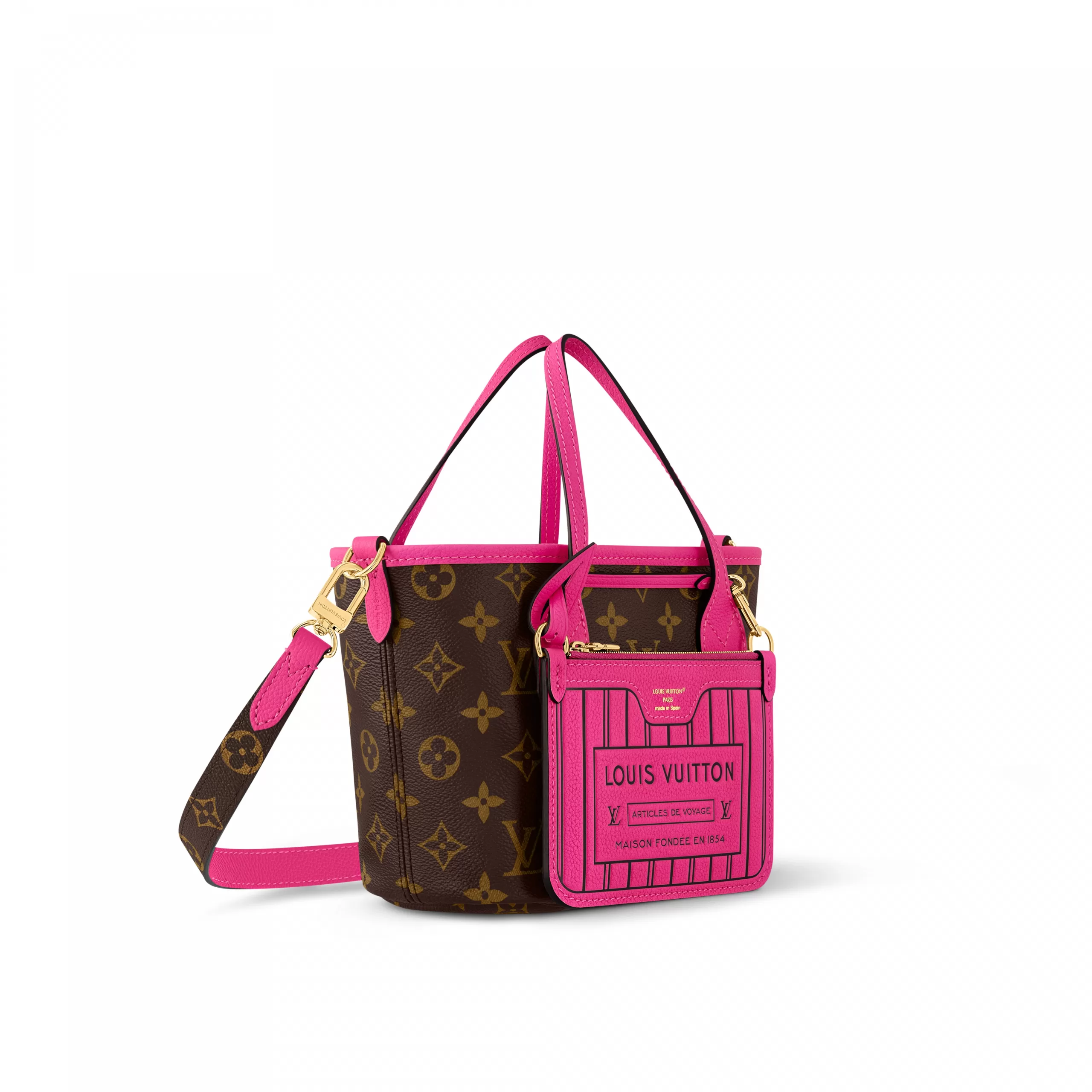 Louis vuitton locations Louis Vuitton M12106 Neverfull Bandoulière Inside Out BB Rose