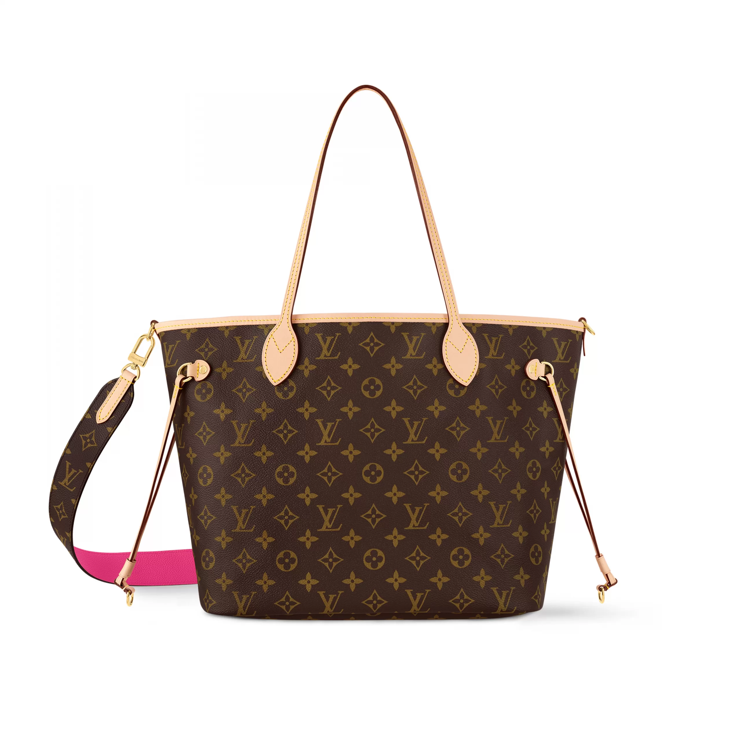 Lv belts replica Louis Vuitton M12257 Neverfull Bandoulière Inside Out MM MMonogram Rose Pondichery