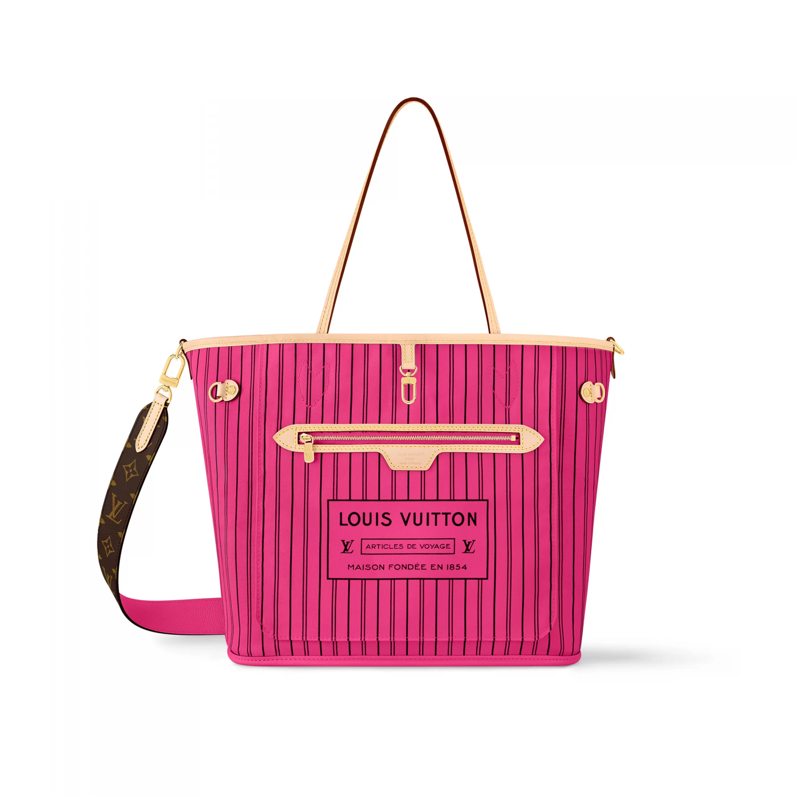 Louis Vuitton M12257 Neverfull Bandoulière Inside Out MM MMonogram Rose Pondichery