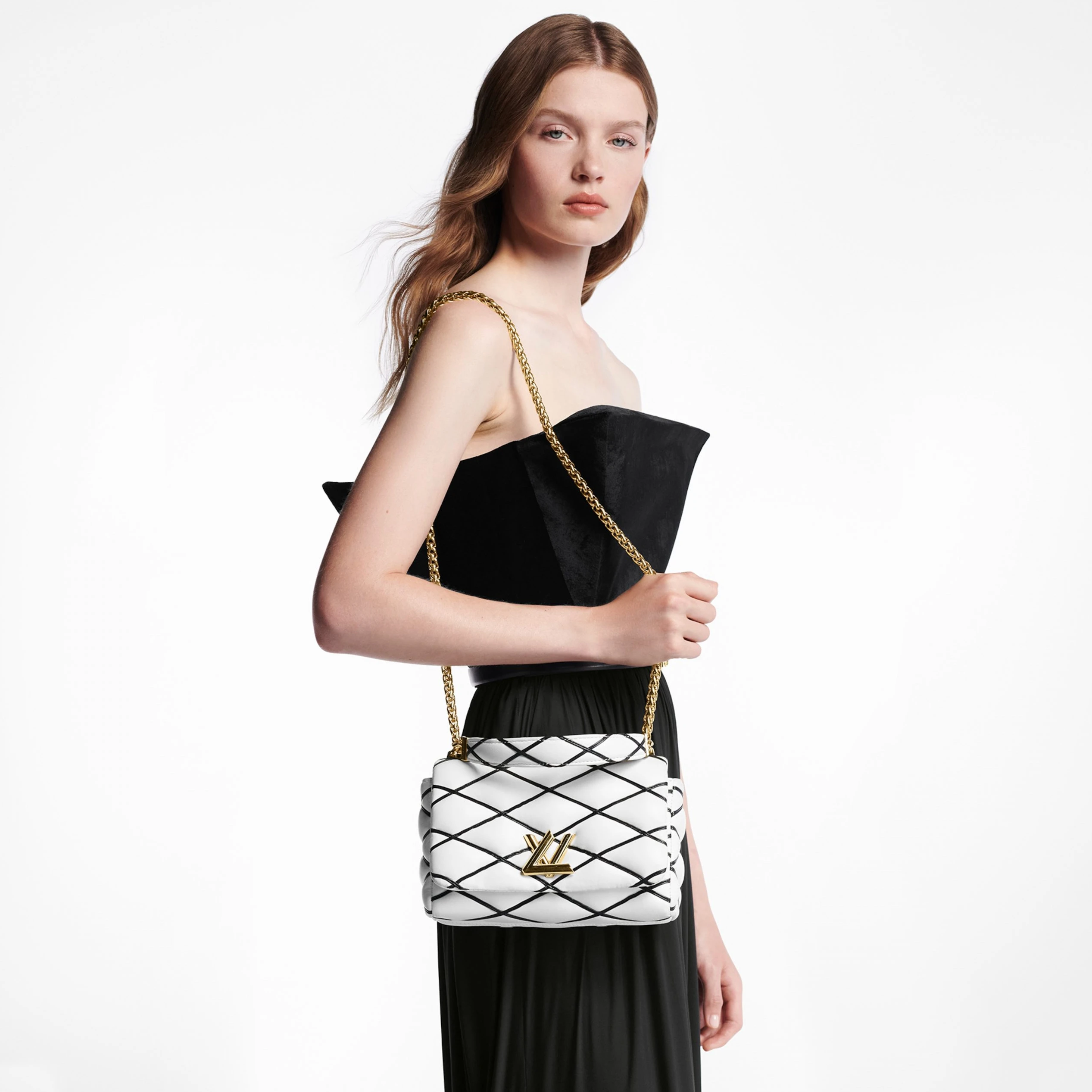 Replica bags Louis Vuitton M22890 GO-14 MM White Black