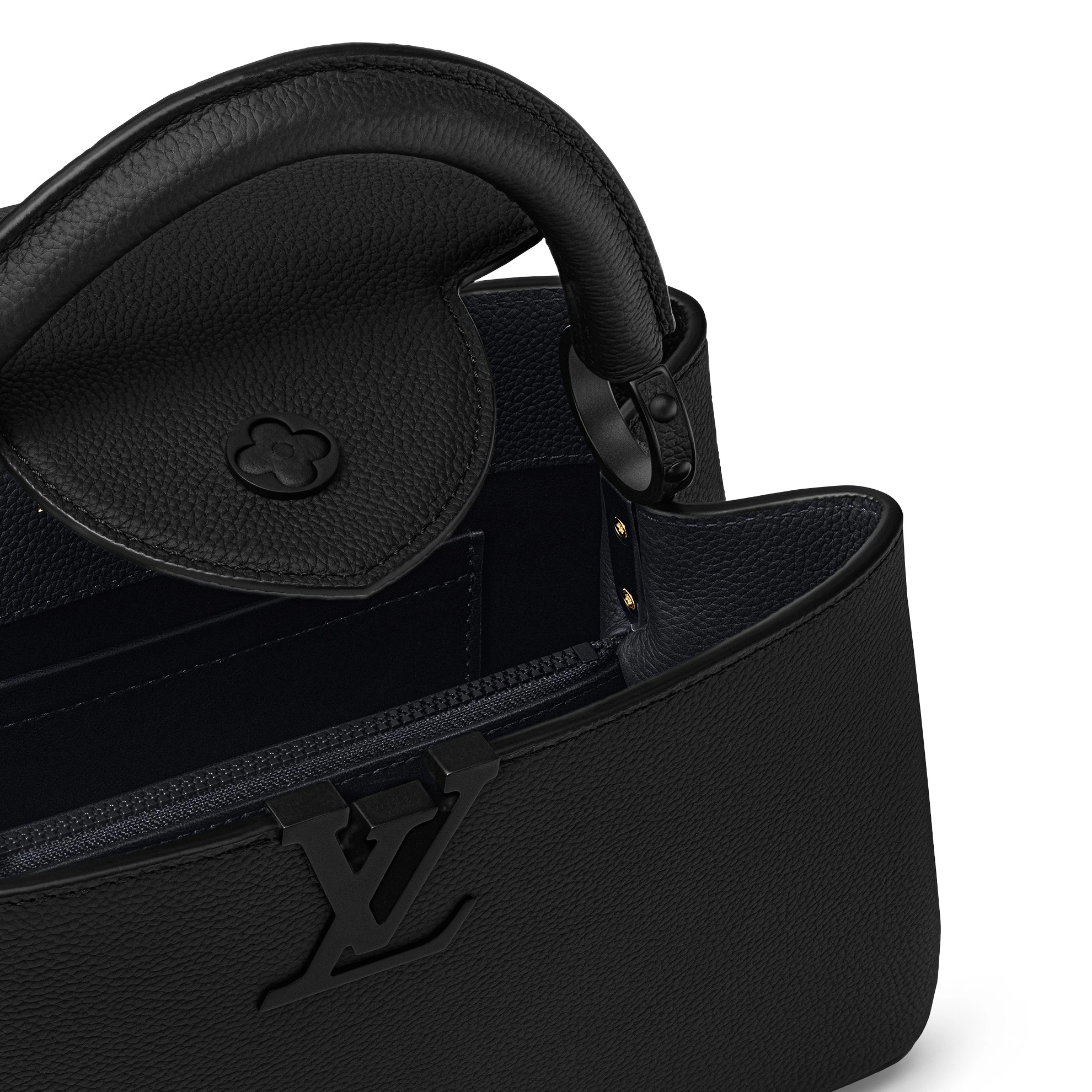 Top lv Louis Vuitton M23947 Capucines East-West MM All Black