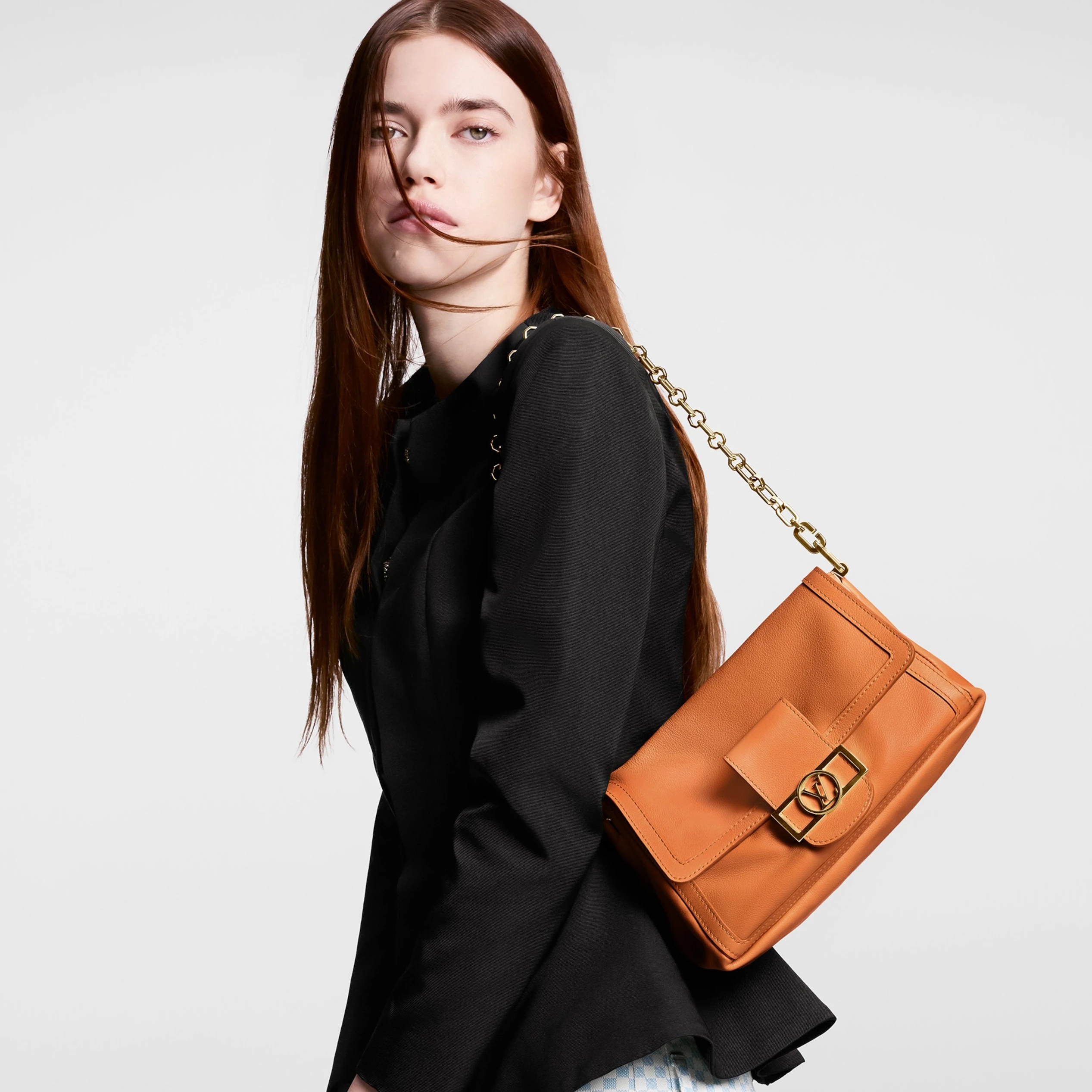 Replica bags lv Louis Vuitton M25048 Dauphine Soft MM Orange