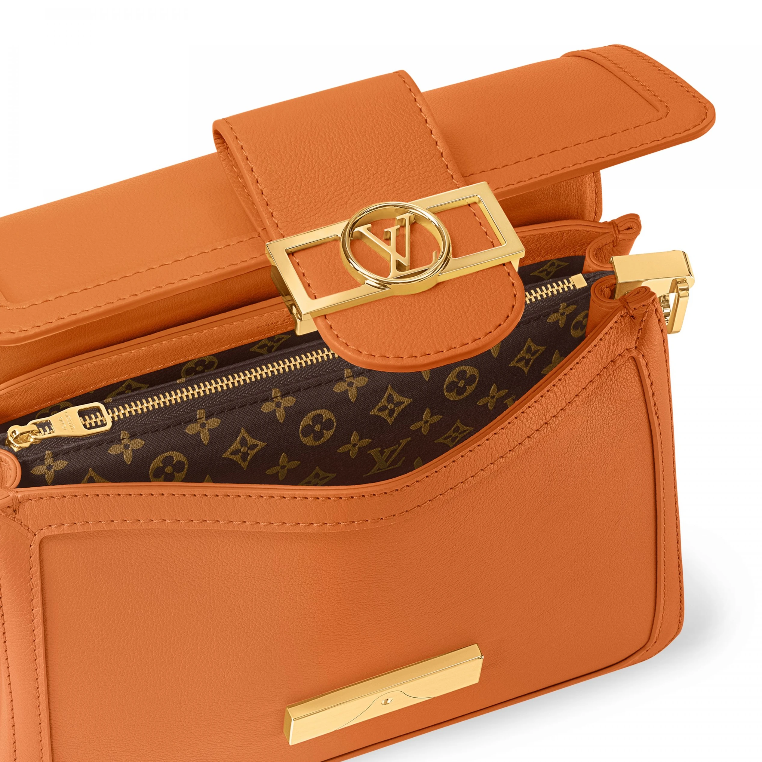 Replica bags lv Louis Vuitton M25048 Dauphine Soft MM Orange