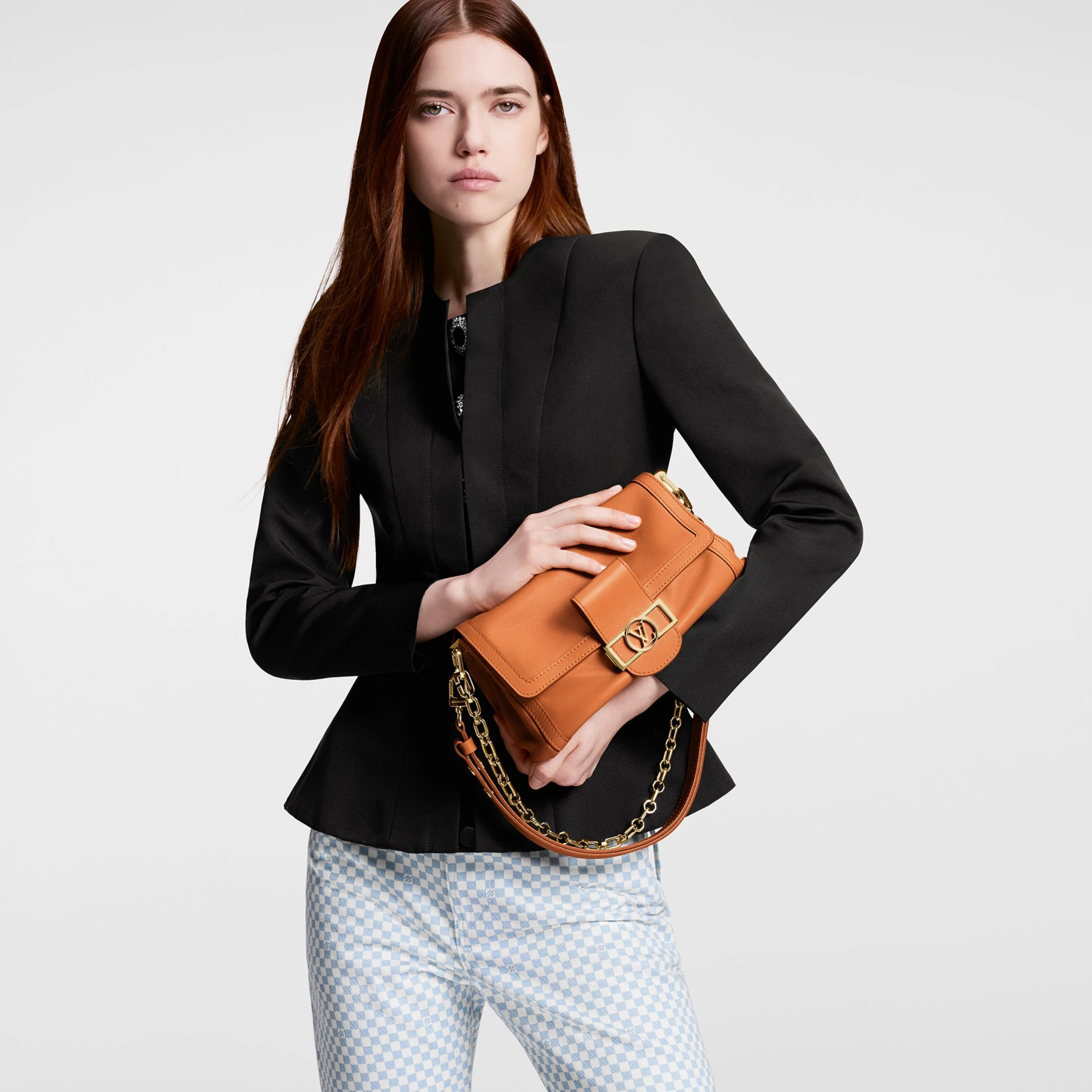 Replica bags lv Louis Vuitton M25048 Dauphine Soft MM Orange