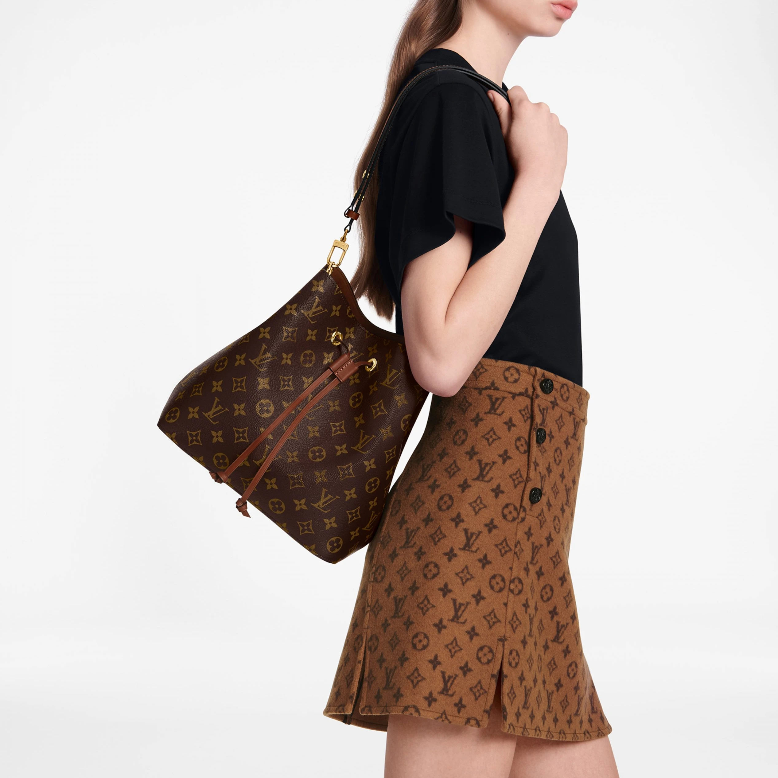 Top lv Louis Vuitton M44887 Caramel Brown Monogram NéoNoé MM