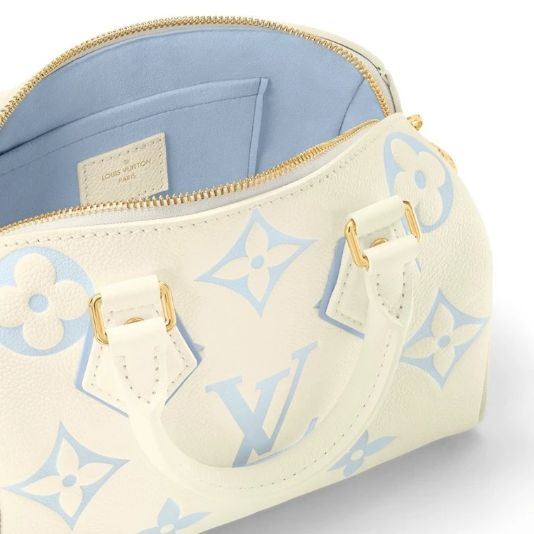 Replica bags Louis Vuitton M46883 Speedy Bandoulière 20 Bicolor Monogram Empreinte Leather Blue