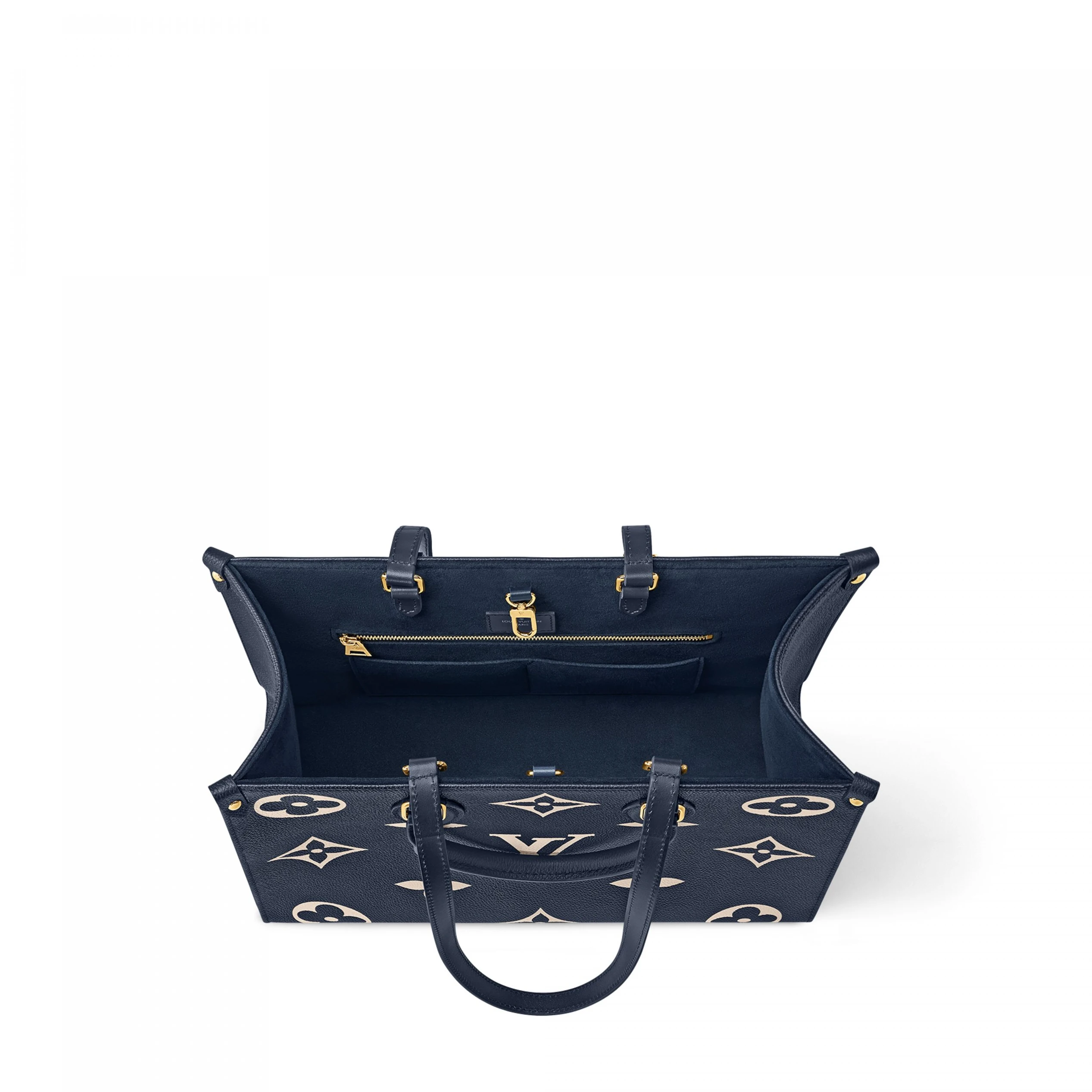 Lv belts replica Louis Vuitton M47084 OnTheGo MM Navy Blue Cream