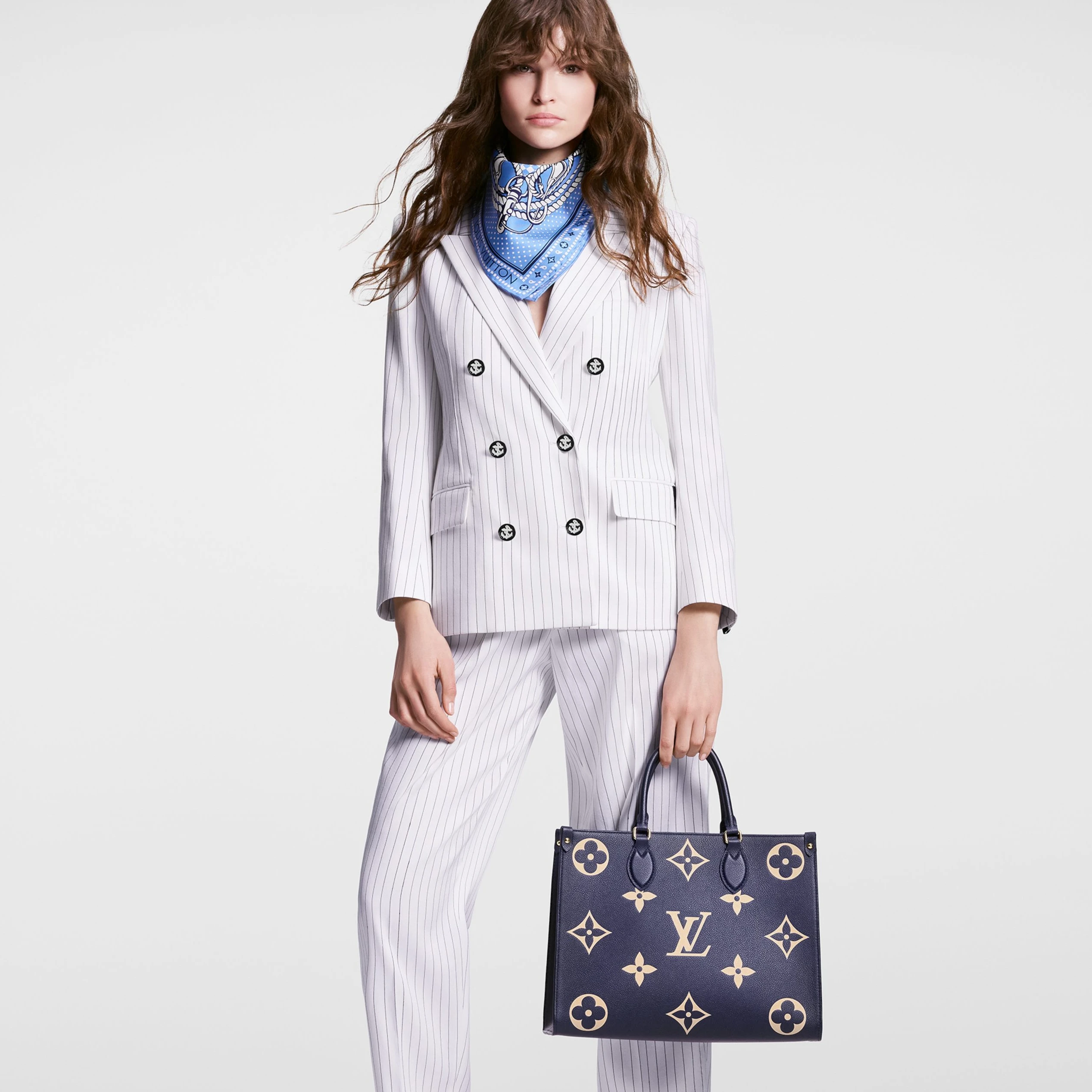 Lv belts replica Louis Vuitton M47084 OnTheGo MM Navy Blue Cream