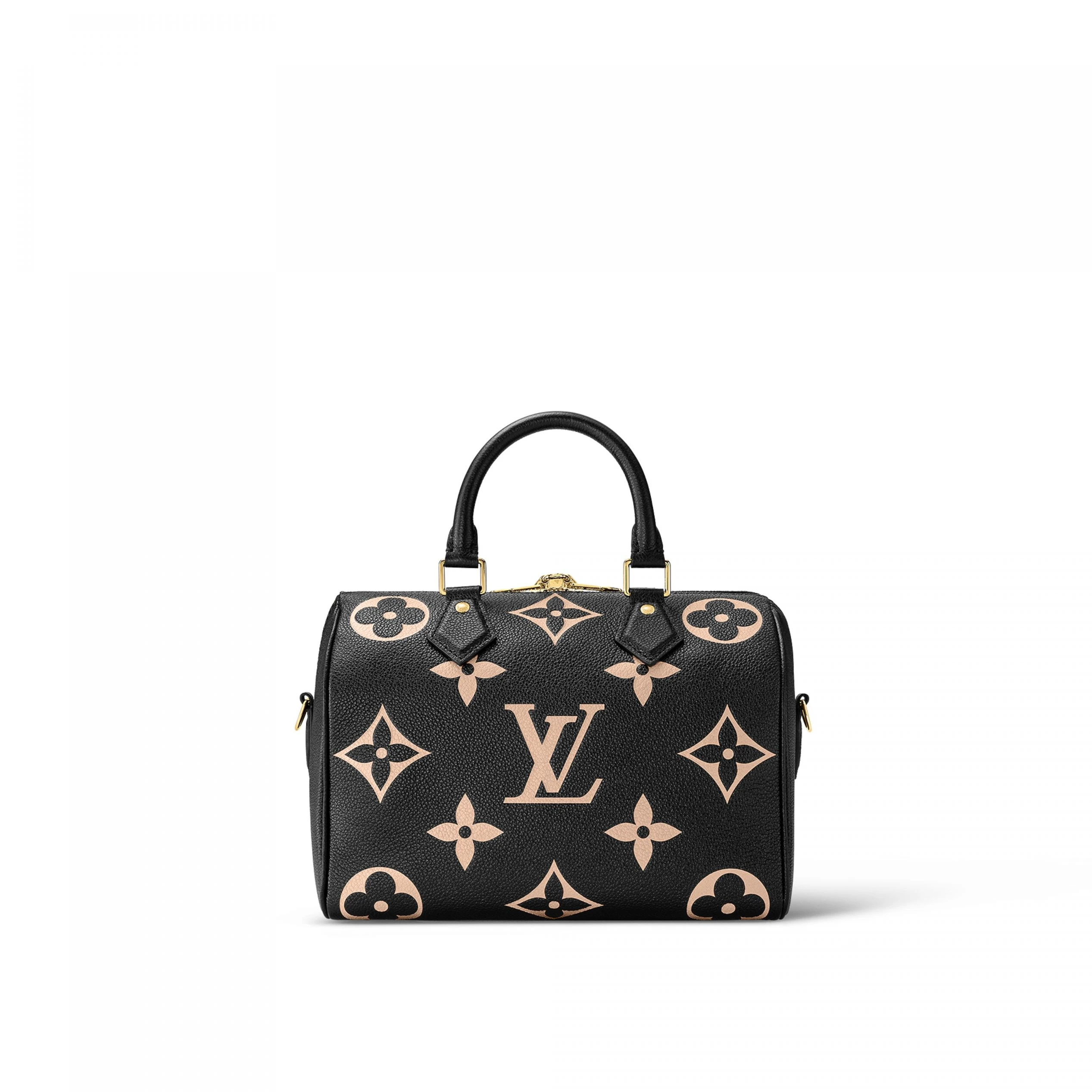Louis vuitton locations Louis Vuitton M58947 Speedy Bandoulière 25 Bicolor Monogram Empreinte Leather Black Beige
